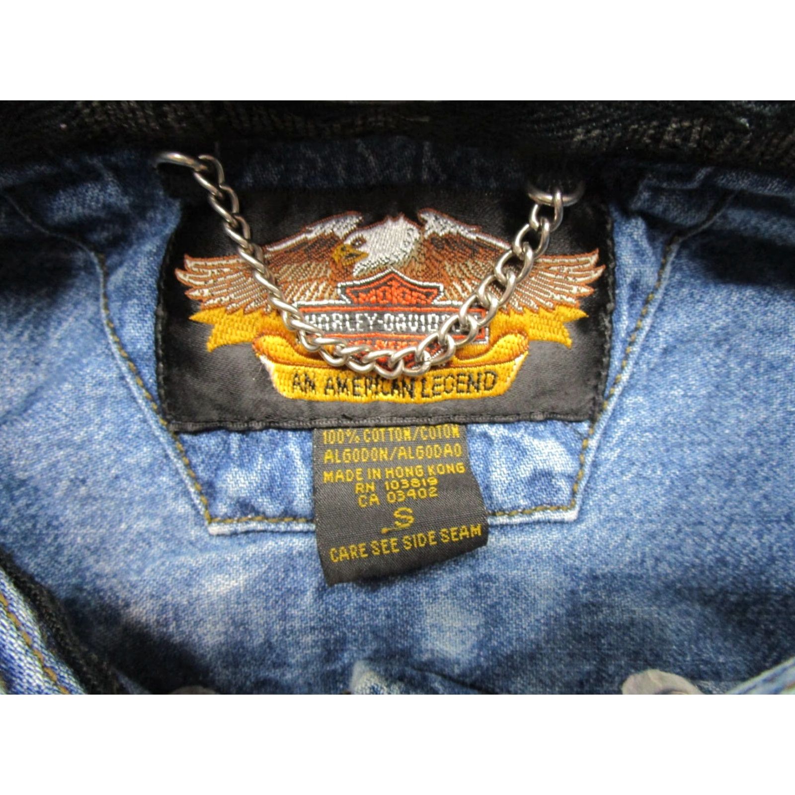 Harley Davidson VINTAGE Harley-Davidson Denim Vest Men's Size S Double Sided Motorcycle Bomber Jacket Size US S / EU 44-46 / 1 - 3 Thumbnail