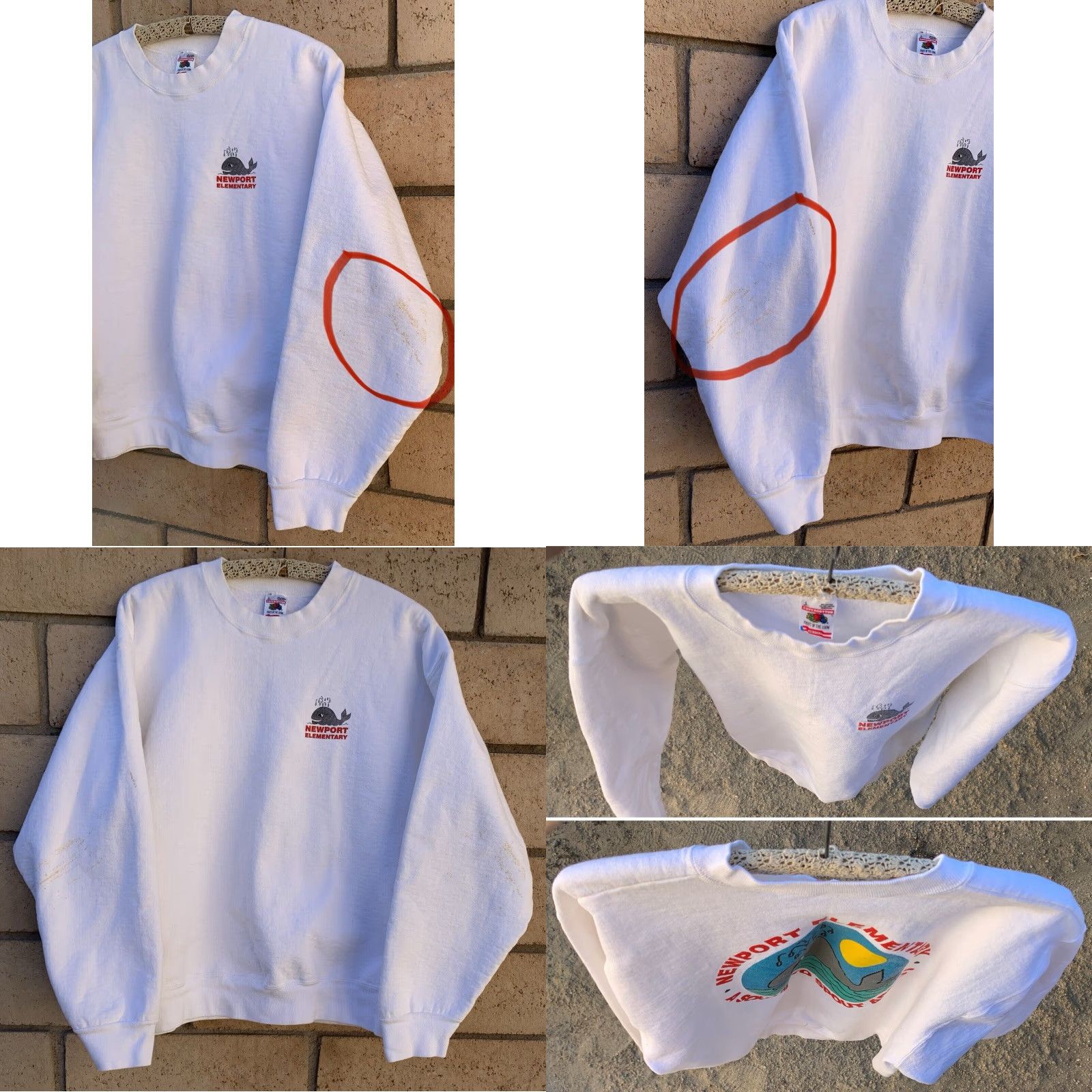 Fruit Of The Loom VINTAGE Newport Elementary A School To Spout About Sweatshirt Whale Graphic Sz L Sweatshirt Size US L / EU 52-54 / 3 - 8 Thumbnail