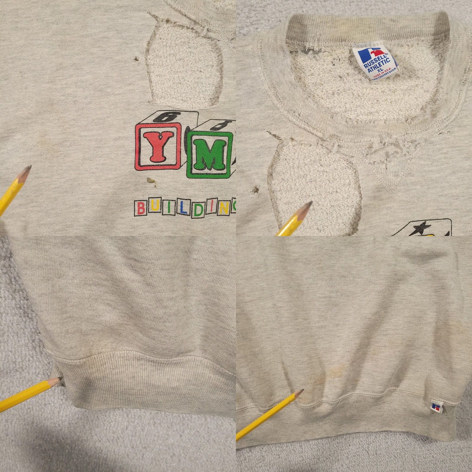 Russell Athletic VINTAGE Russell Athletic Sweatshirt Mens XL Gray YMCA Building Dreams Graphic Print 90s Distressed Size US XL / EU 56 / 4 - 8 Thumbnail