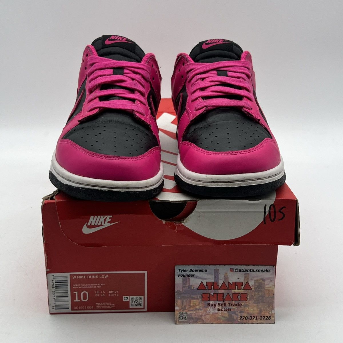 Nike Wmns dunk low fierce pink black Size US 10 / EU 43 - 2 Thumbnail
