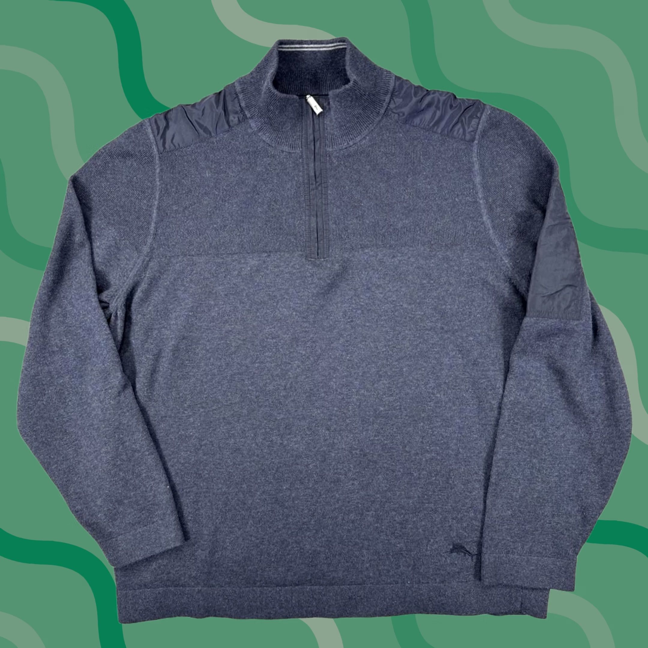 Tommy Bahama Tommy Bahama SweatEr Mens Large Gray IslandZone Quarter Zip Mock Neck Zip Pocket Shirt Size US L / EU 52-54 / 3 - 1 Thumbnail