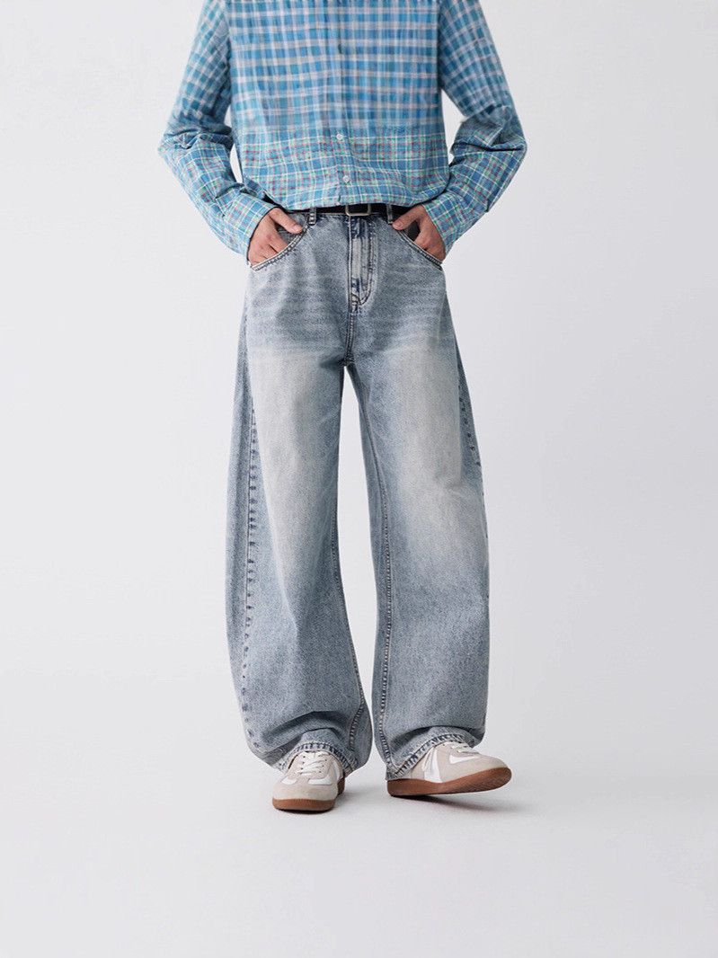 Jean Streetwear Loose Retro Washed Curved-Cut Distressed Jeans Size US 32 / EU 48 - 1 Thumbnail