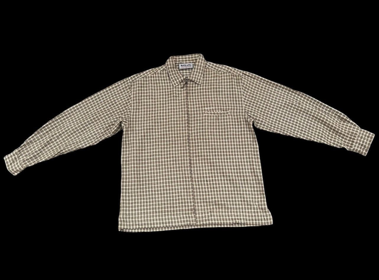 Vintage 90s Bitch Skateboards Checkered Flannel Jacket Shirt