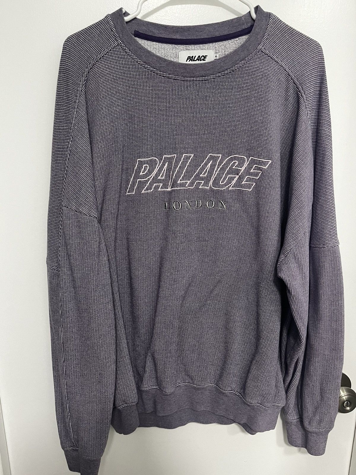 Image of Palace Gaufre Drop Shoulder Crew in Purple, Men's (Size XL)