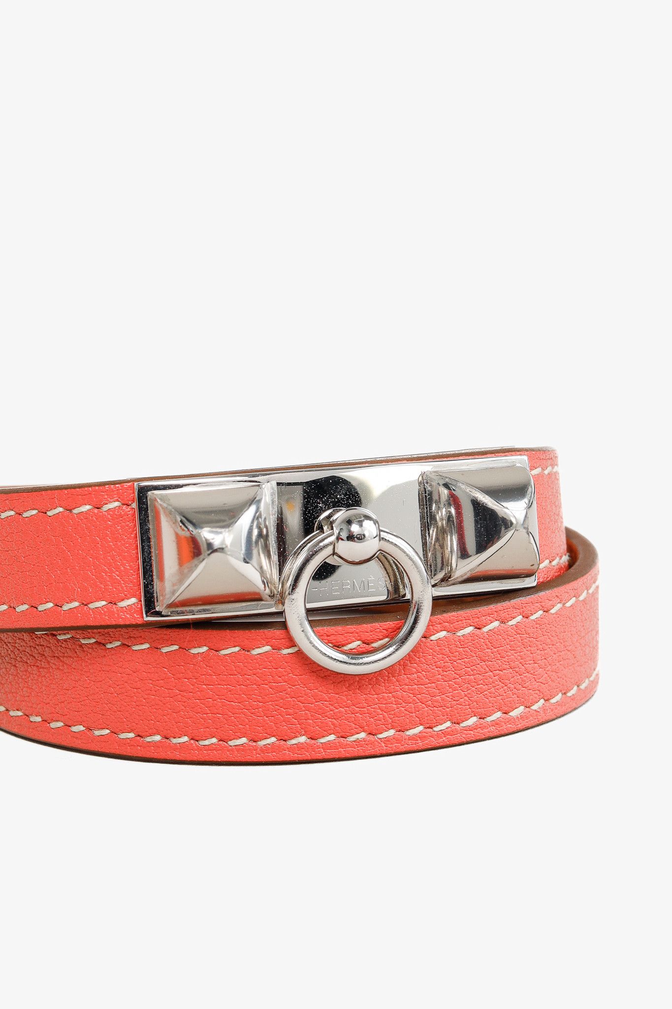 Hermes Hermes Rivale Double Tour Sanguine Swift Leather Bracelet Size ONE SIZE - 3 Thumbnail