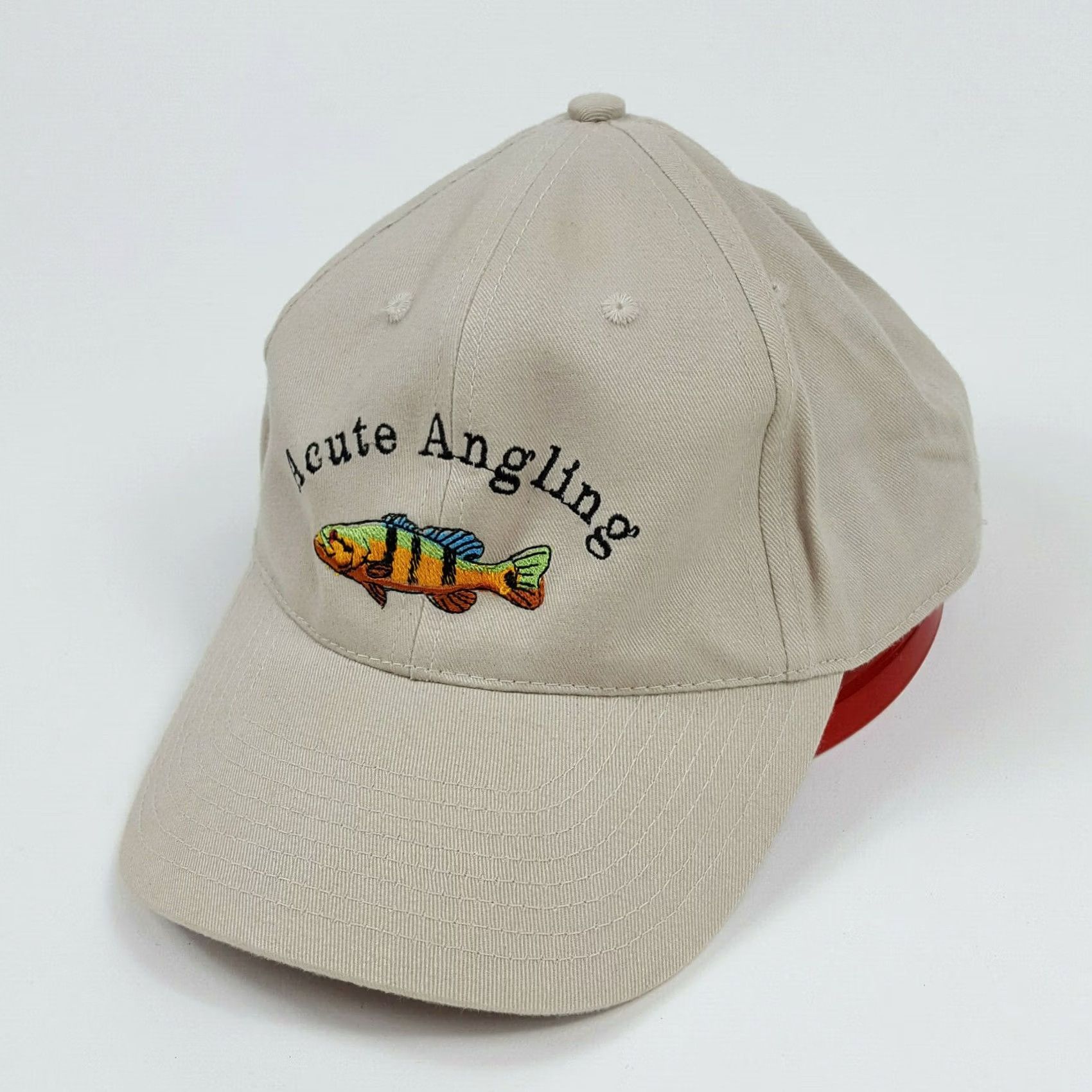 Dacute VINTAGE HeadToToe Acute Angling Baseball Cap Hat Beige Cotton Embroidered Fish 90s Outdoor Adjustable Mens Cap Size ONE SIZE - 3 Thumbnail