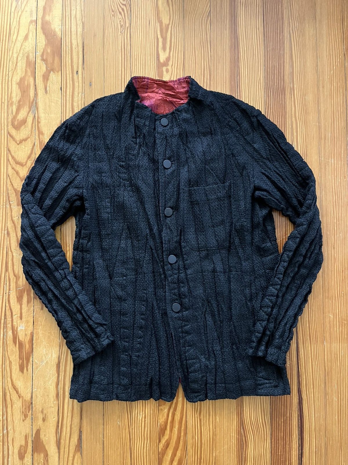 Issey Miyake Issey Miyake Mainline Crinkled Pleated Blazer Jacket Black Size US M / EU 48-50 / 2 - 1 Thumbnail