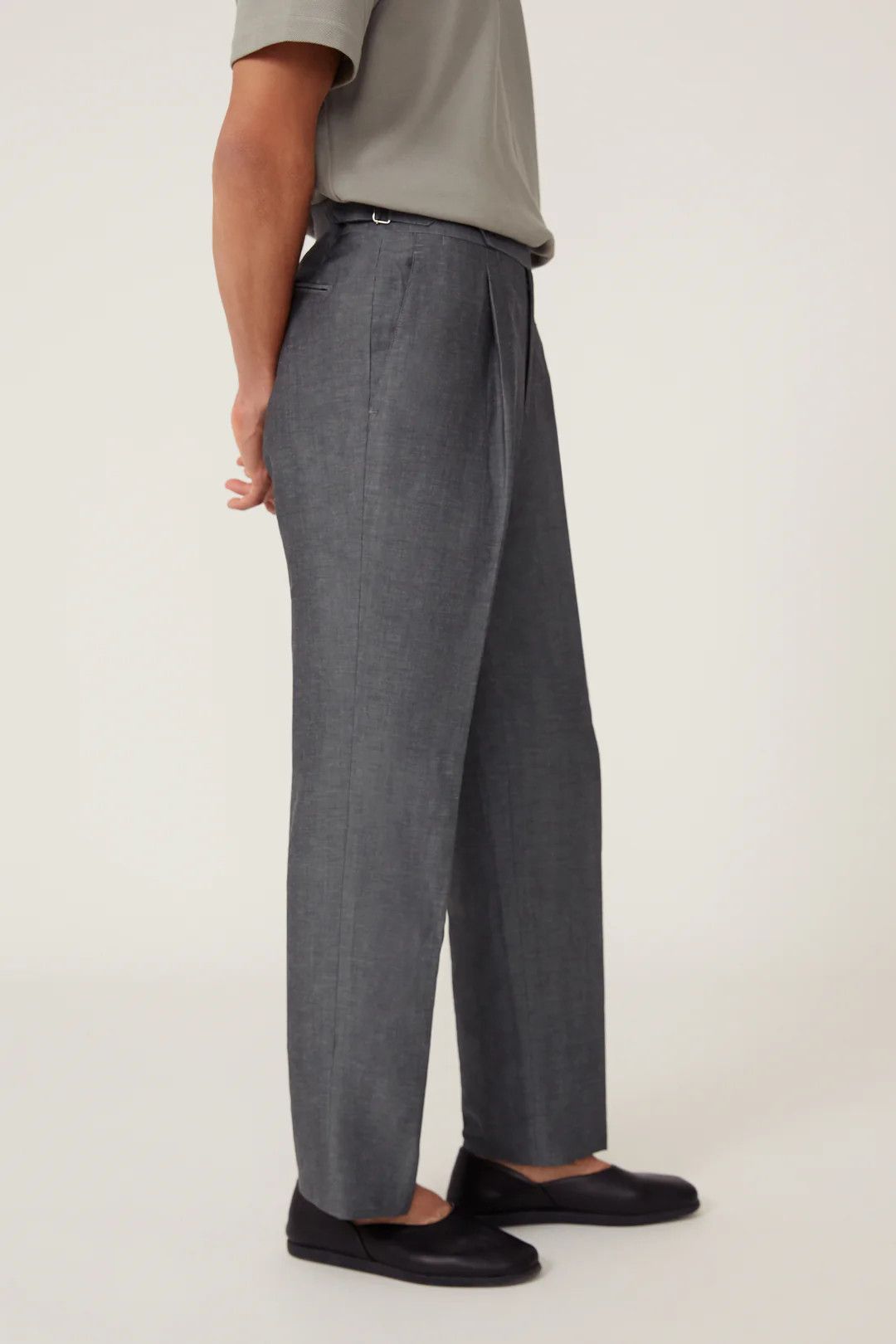 Stoffa Single Pleat Trouser Grey Wool Linen Sharkskin Size US 32 / EU 48 - 6 Thumbnail