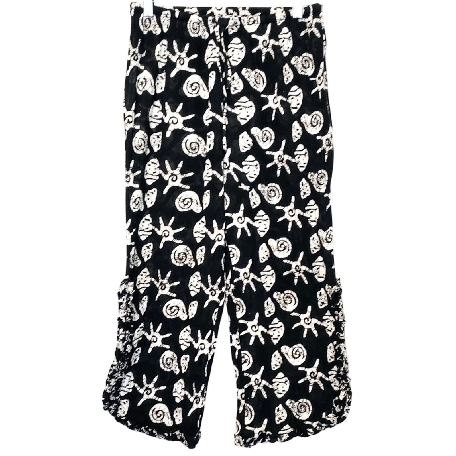 Other Tropical Beach Black and White Crinkle Cropped Capri Pants Size 27" / US 4 / IT 40 - 1 Thumbnail