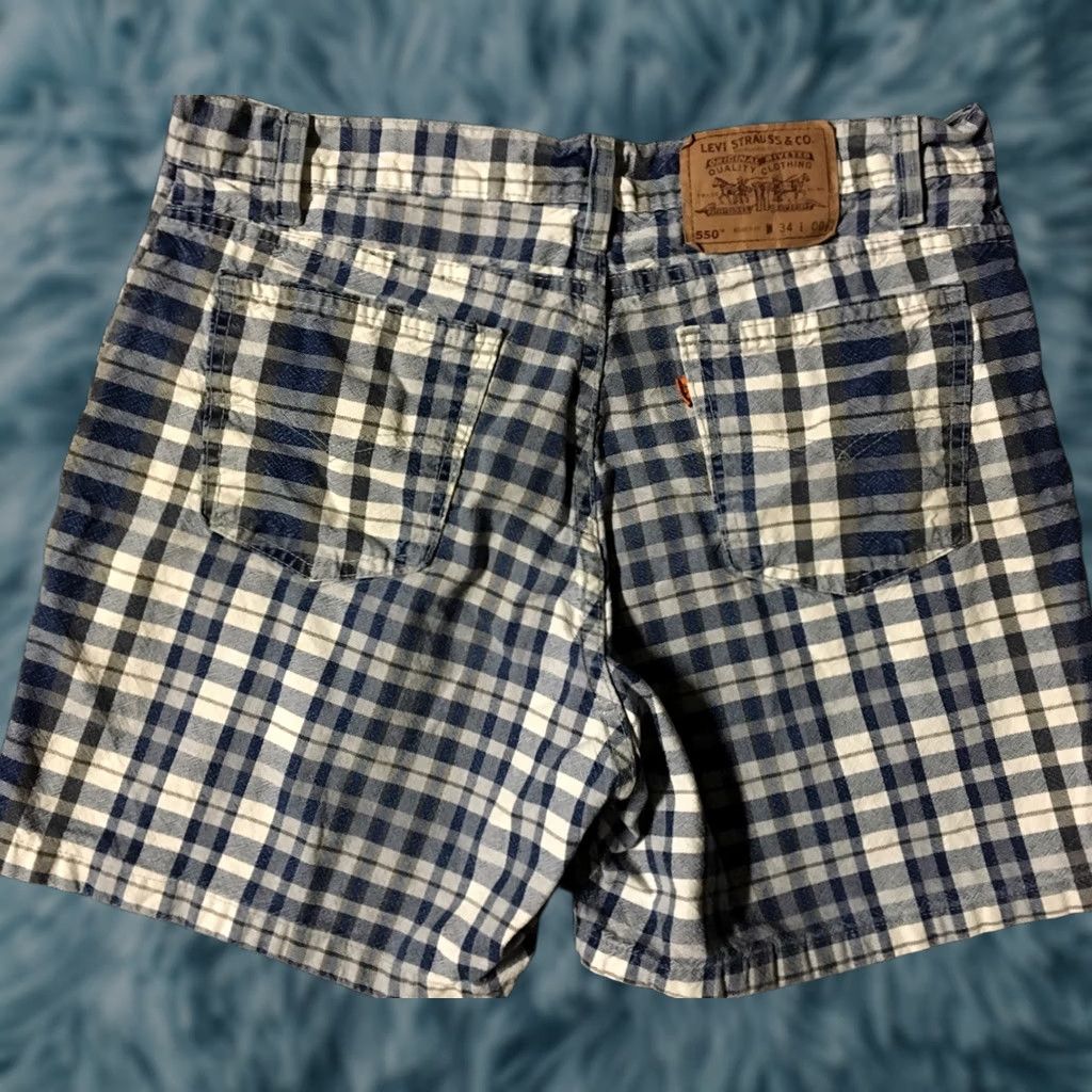 Levi's VINTAGE Levi’s 550 Orange Tab Plaid Shorts 34 USA Western Biker Beach Surf 80s 90s Mens Blues Size US 34 / EU 50 - 1 Thumbnail