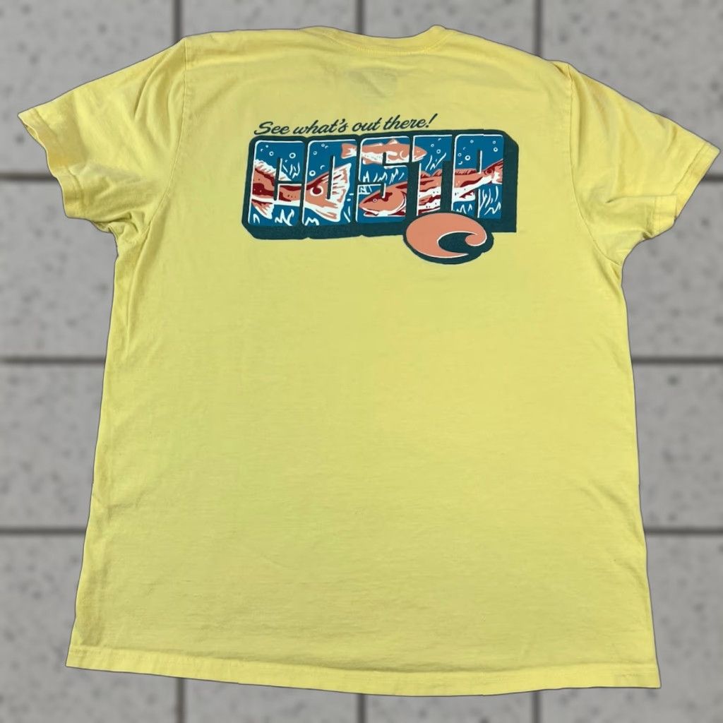 Costa Del Mar Costa Del Mar T-Shirt Fish Yellow 100% Cotton L Mens Short Sleeve Regular Size Large Size US L / EU 52-54 / 3 - 1 Thumbnail