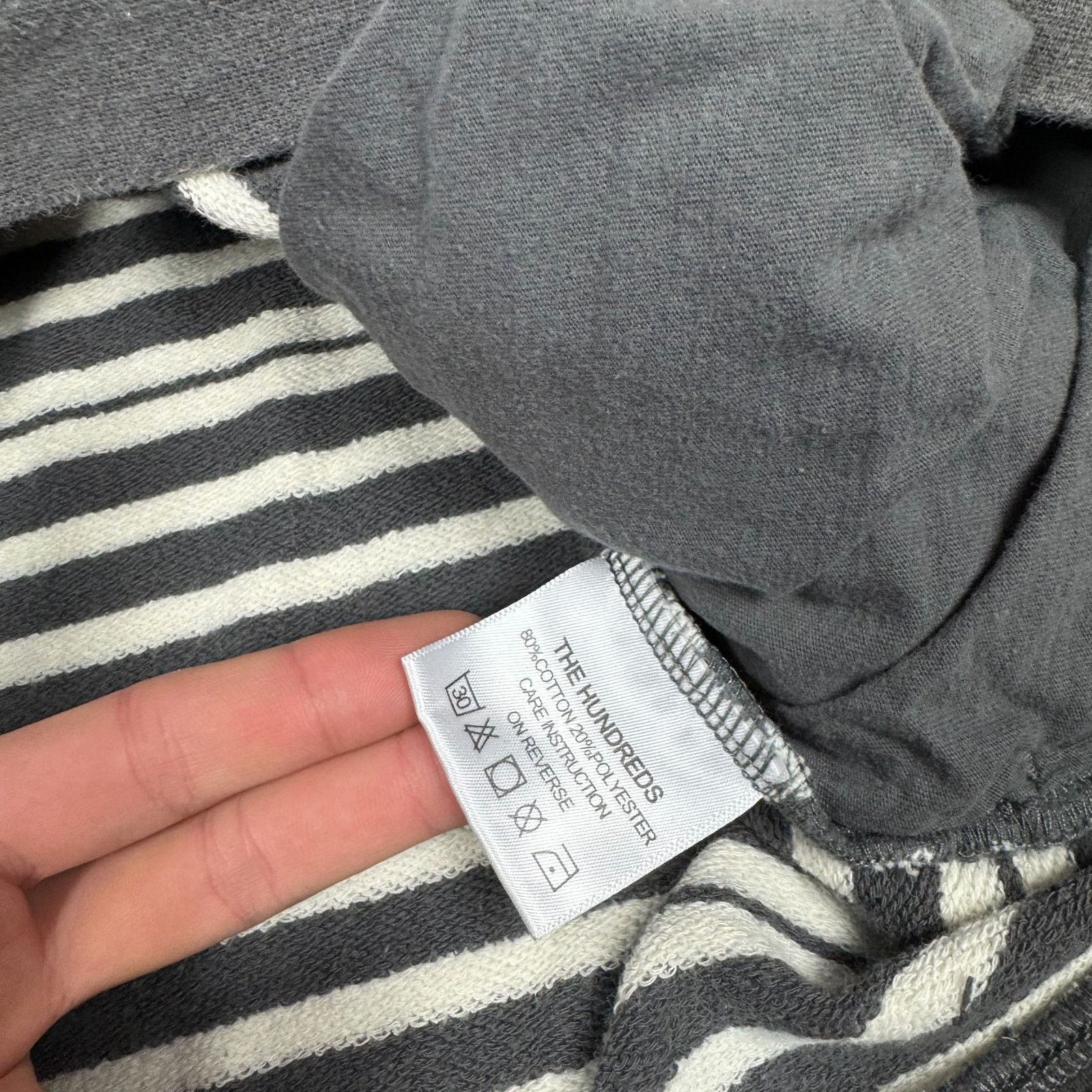 The Hundreds Vintage The Hundreds Mens Gray White Cotton Striped Hoodie M Size US M / EU 48-50 / 2 - 9 Thumbnail
