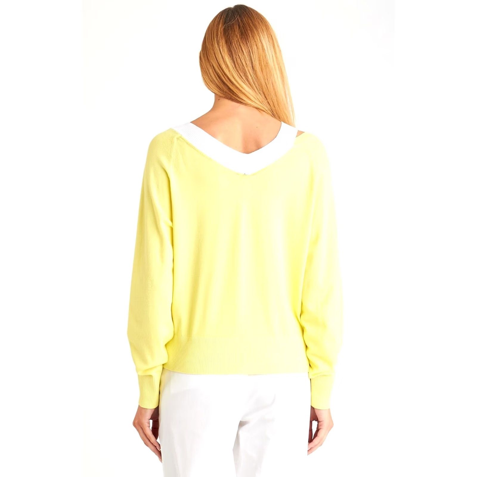Sportmax SportMax Womens Jumper Yellow L Long Sleeve V-Neck Pullover Knit Top Size L / US 10 / IT 46 - 2 Thumbnail