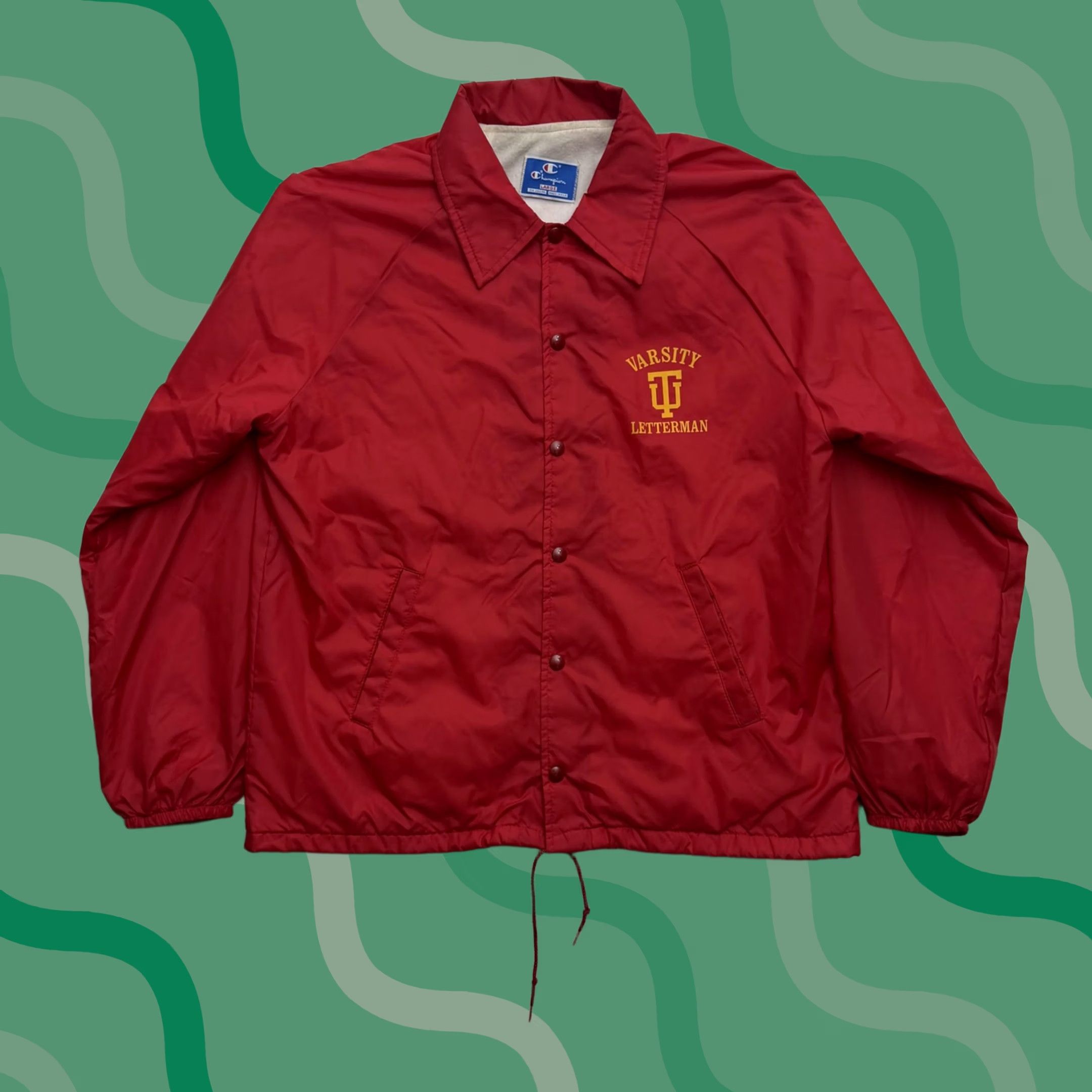 Champion VINTAGE Champion IU Varsity Letterman Jacket Mens Large Red Windbreaker USA Size US L / EU 52-54 / 3 - 1 Thumbnail