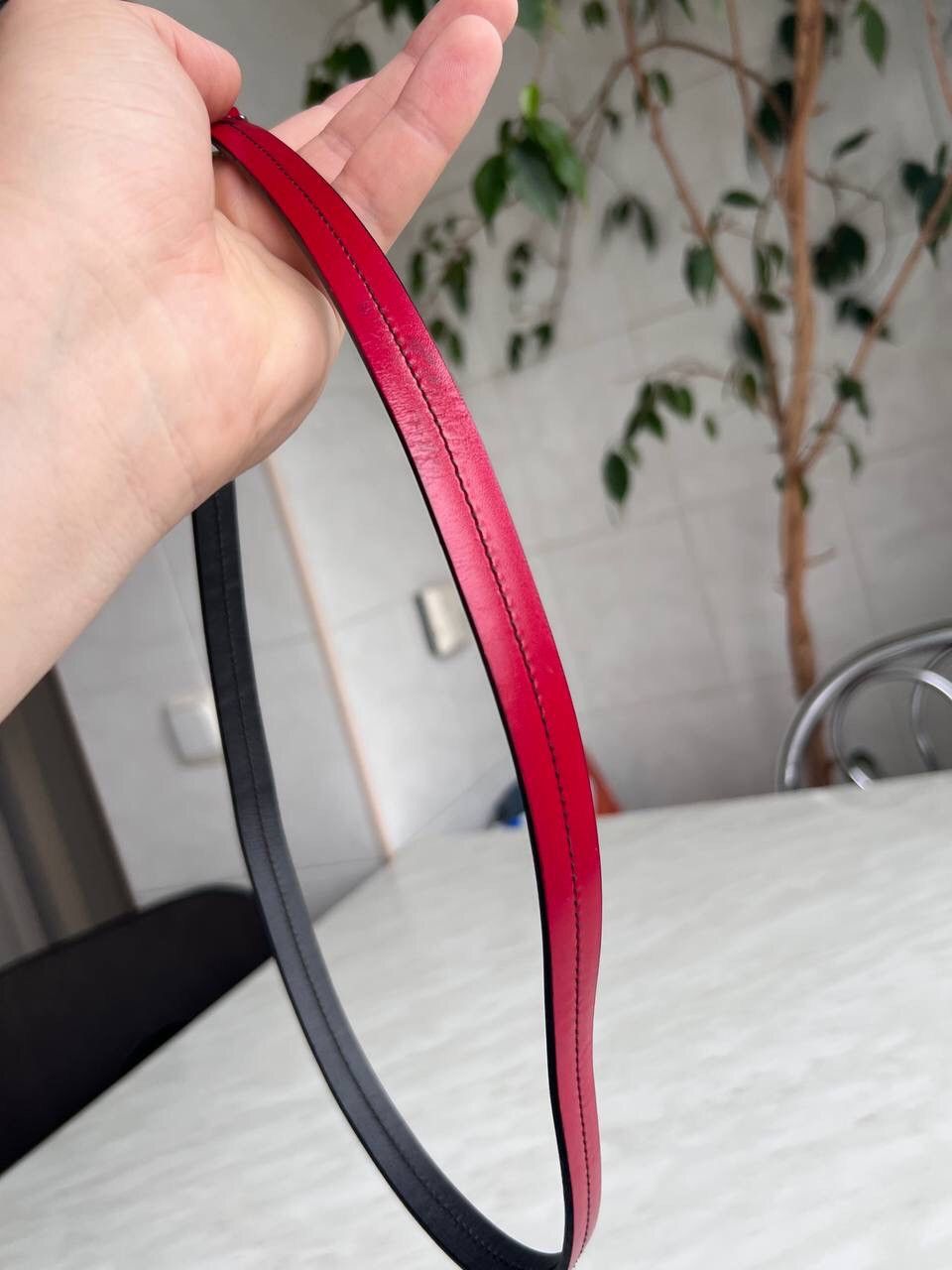 Prada × Vintage PRADA Womens Logo Buckle Belt y2k grunge red leather Size ONE SIZE - 14 Thumbnail