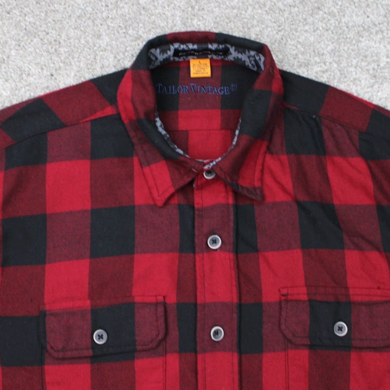 Vintage Tailor Vintage Shirt Mens Large Red/Black Plaid Flannel Button-Up Casual Preppy Jacket? Size US L / EU 52-54 / 3 - 6 Thumbnail