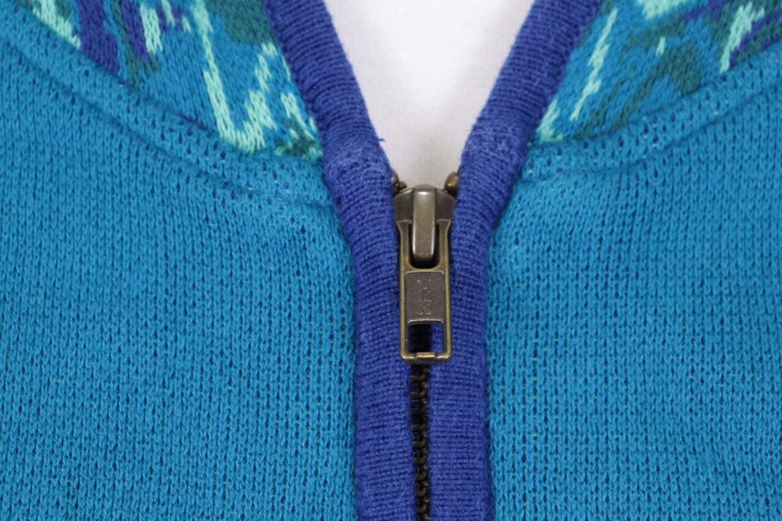 Designer Deerberg Blue Full Zip Floral Lagenlook Coat Jacket Size L Size L / US 10 / IT 46 - 7 Thumbnail