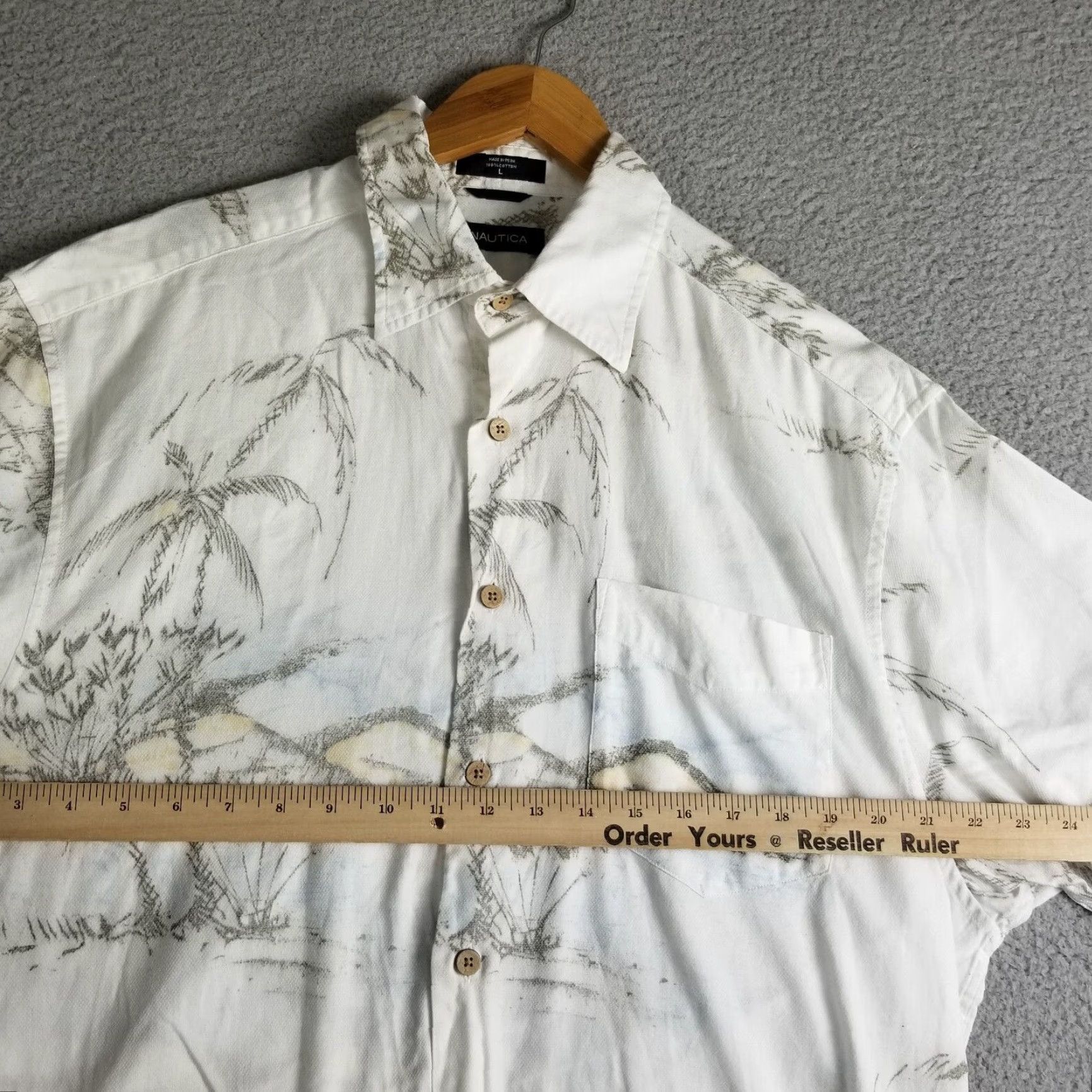 Nautica VINTAGE Nautica Hawaiian Shirt Men Large All Over Print AOP Palm Trees Button Up Short Sleeve Cotton Summer Beach Mens Size US L / EU 52-54 / 3 - 5 Thumbnail