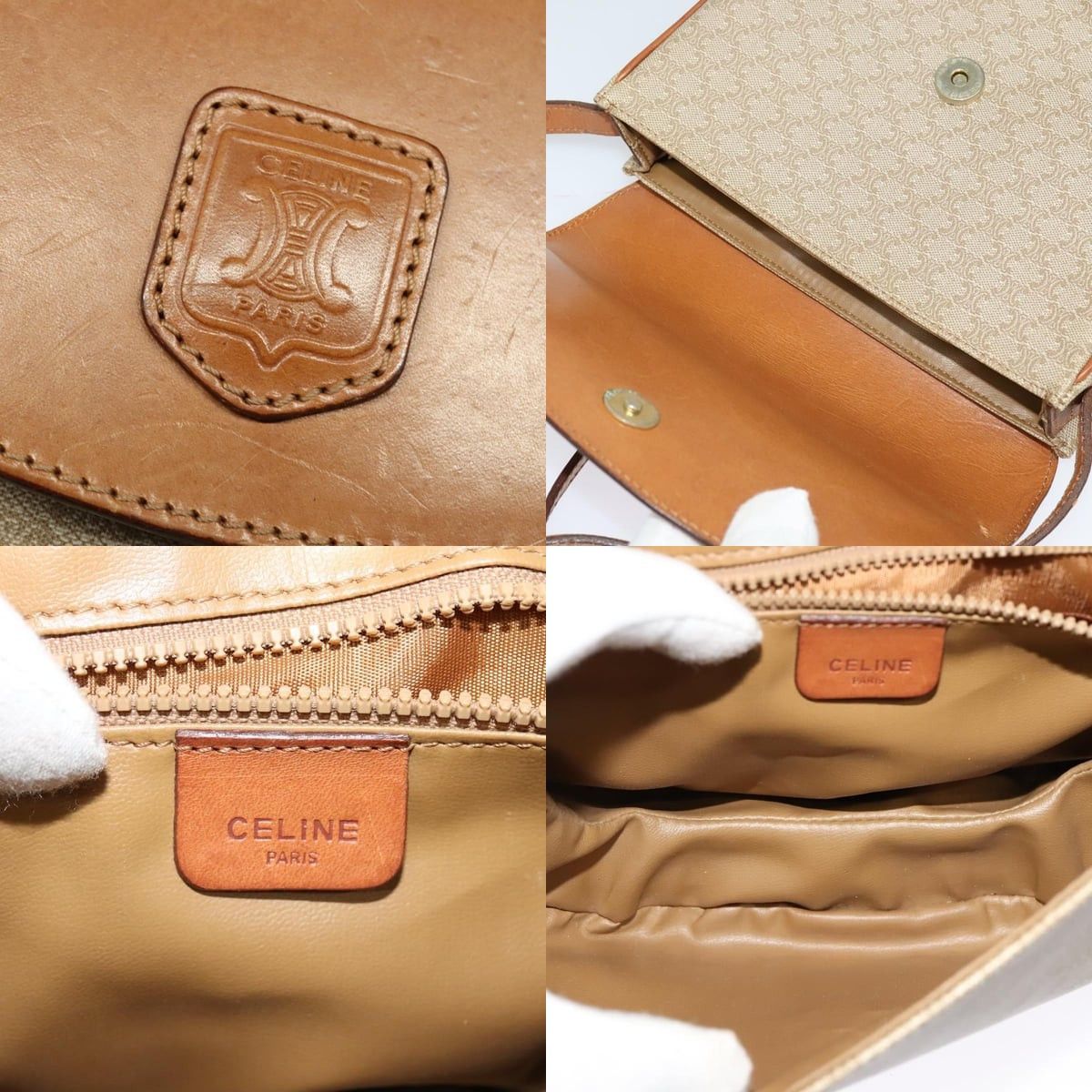 Celine CELINE Macadam Canvas Shoulder Bag Pvc Leather Beige Gold Size ONE SIZE - 11 Thumbnail