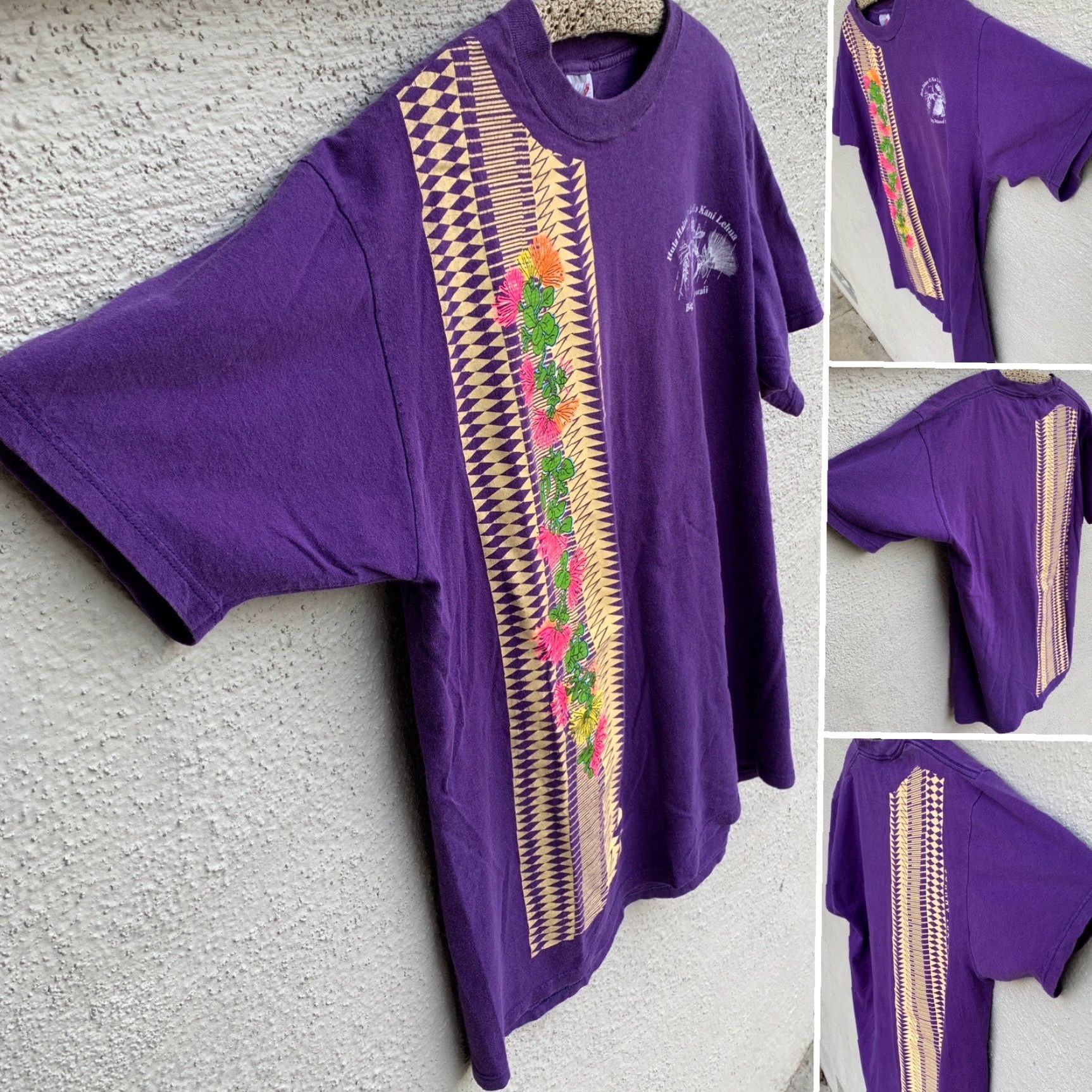Jerzees VINTAGE Jerzees T-Shirt Men L Purple Hawaiian Graphic Print 1995 Johnny Lum Ho Hula Halau O Ka Ua Kani Lehua Hawaii Shirt Size US L / EU 52-54 / 3 - 2 Thumbnail