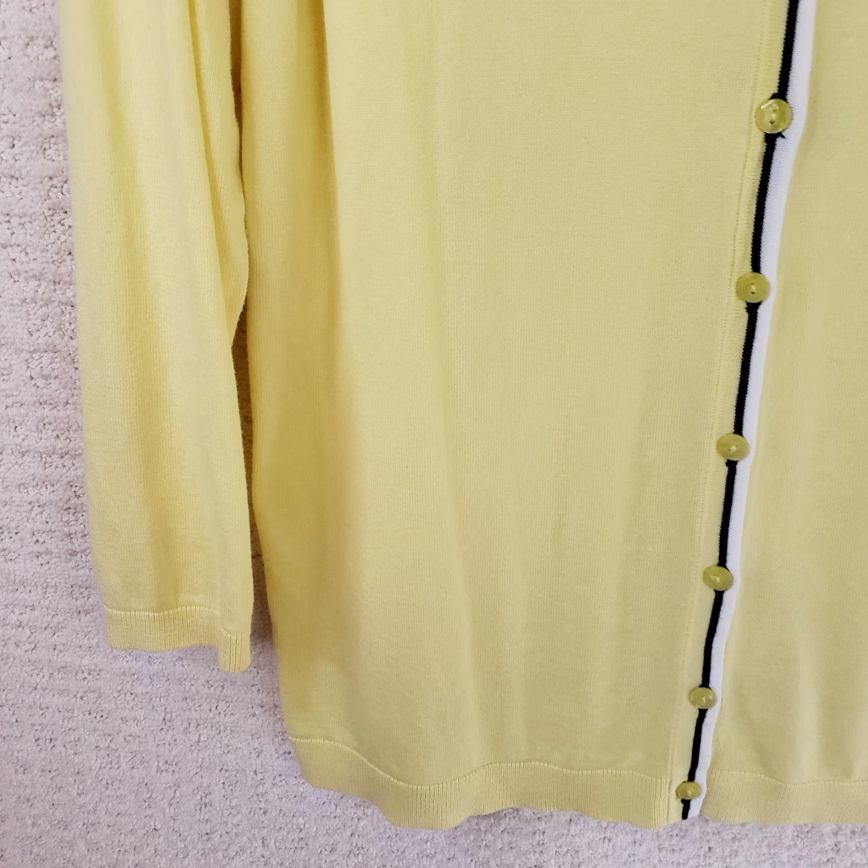 Talbots VINTAGE Talbots Women's L Yellow Cardigan Sweater 3/4 Sleeve Button Front Pima Cotton Size L / US 10 / IT 46 - 5 Thumbnail