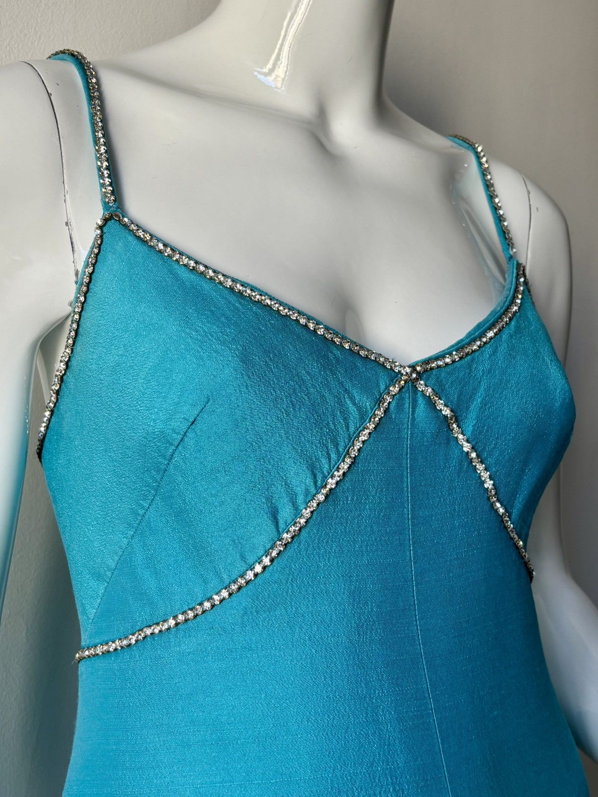 Other Asua blue Vintage Silk dress couture Size S / US 4 / IT 40 - 4 Thumbnail