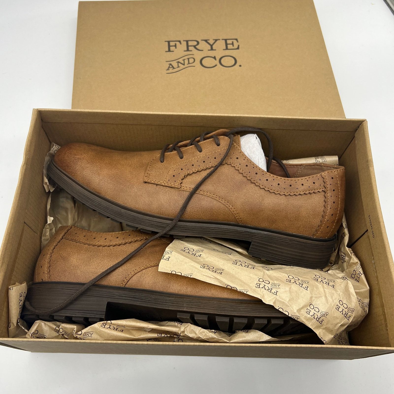 Other Frye and Co. Mens Grant Cognac Oxford Shoes Brown Dress Size US 12 / EU 45 - 2 Thumbnail
