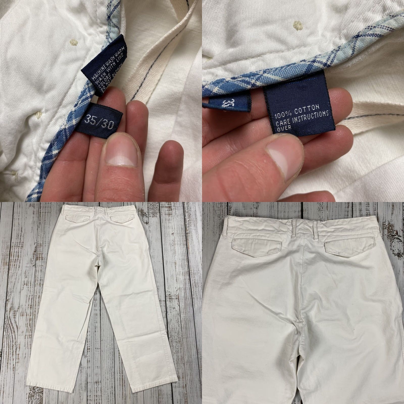 Polo Ralph Lauren POLO RALPH LAUREN Chino Pants 35 x 30 White Cotton Comfort Casual Mens Size US S / EU 44-46 / 1 - 8 Thumbnail