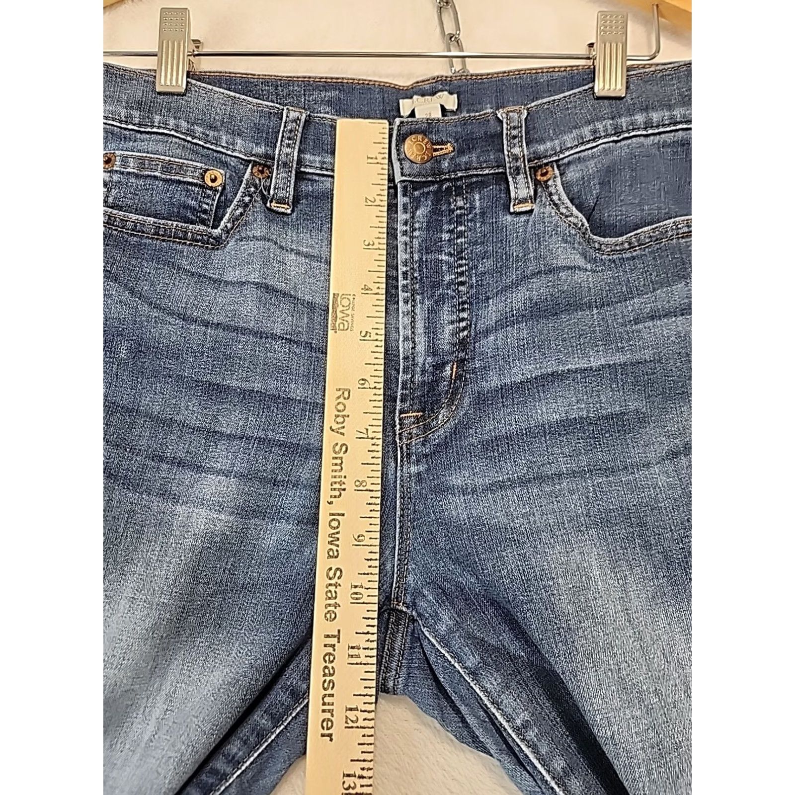 J.Crew J.CREW Stretch Skinny Ankle Blue Jeans Distressed Women's Sz 28 Whiskered Faded Size 28" / US 6 / IT 42 - 7 Thumbnail