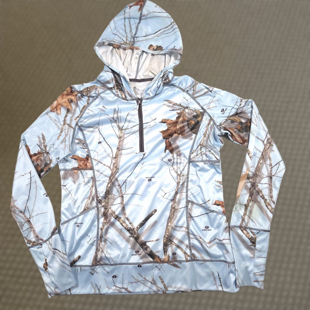 Vintage Energy Zone Hoodie Womens XL Blue 1/4 Zip Pullover Lightweight Mossy Oak Camo Size XL / US 12-14 / IT 48-50 - 1 Thumbnail