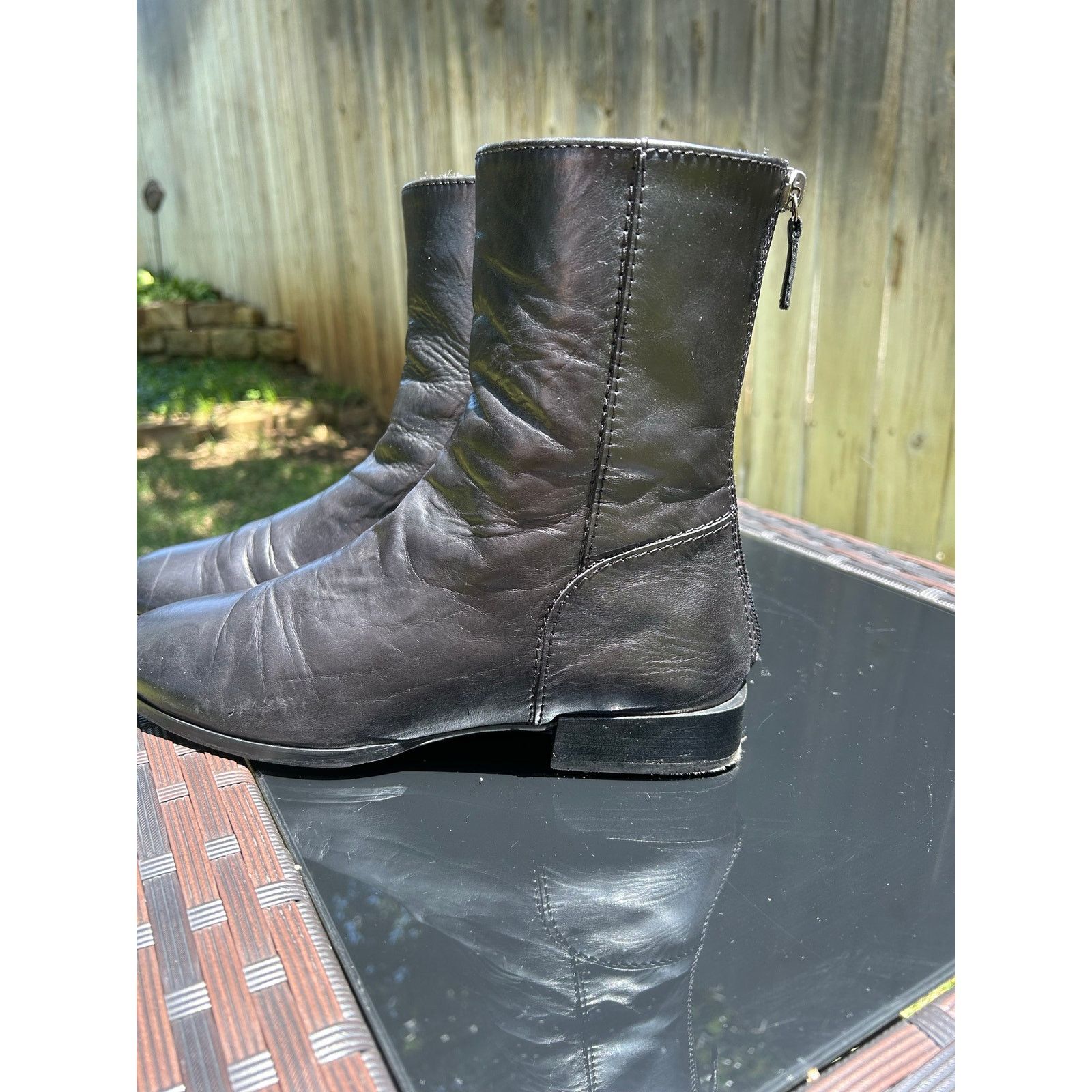 Homer Homers Artisan Back-Zip Ankle Boot Black Leather Size US 8.5 / IT 38.5 - 3 Thumbnail