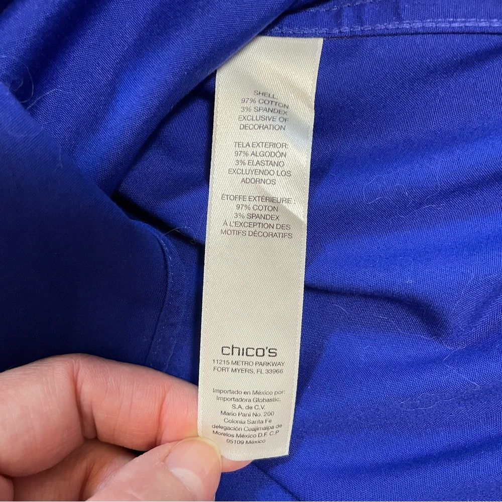 Chicos Chico's No-Iron Cotton Tie-Front Blue Shirt Size 0 US S Size S / US 4 / IT 40 - 7 Thumbnail