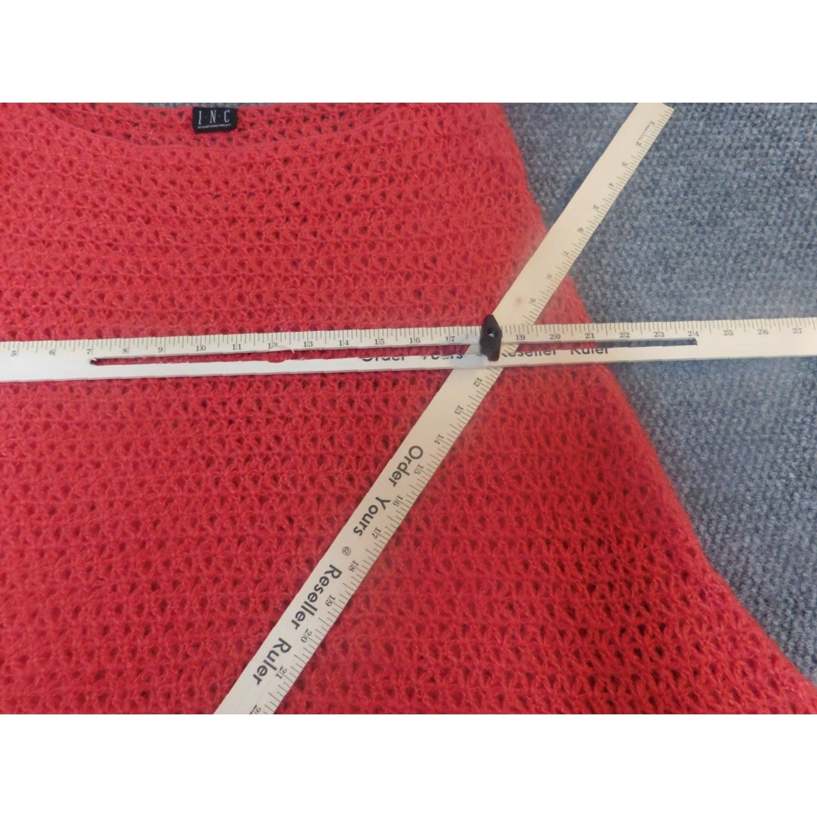 Vintage INC International Concepts Womens Skirt Knee Length A-Line Knit Red 32 Regular Wool Cotton Polyester Ruffle Zip Size 24" / US 00 / IT 34 - 7 Thumbnail