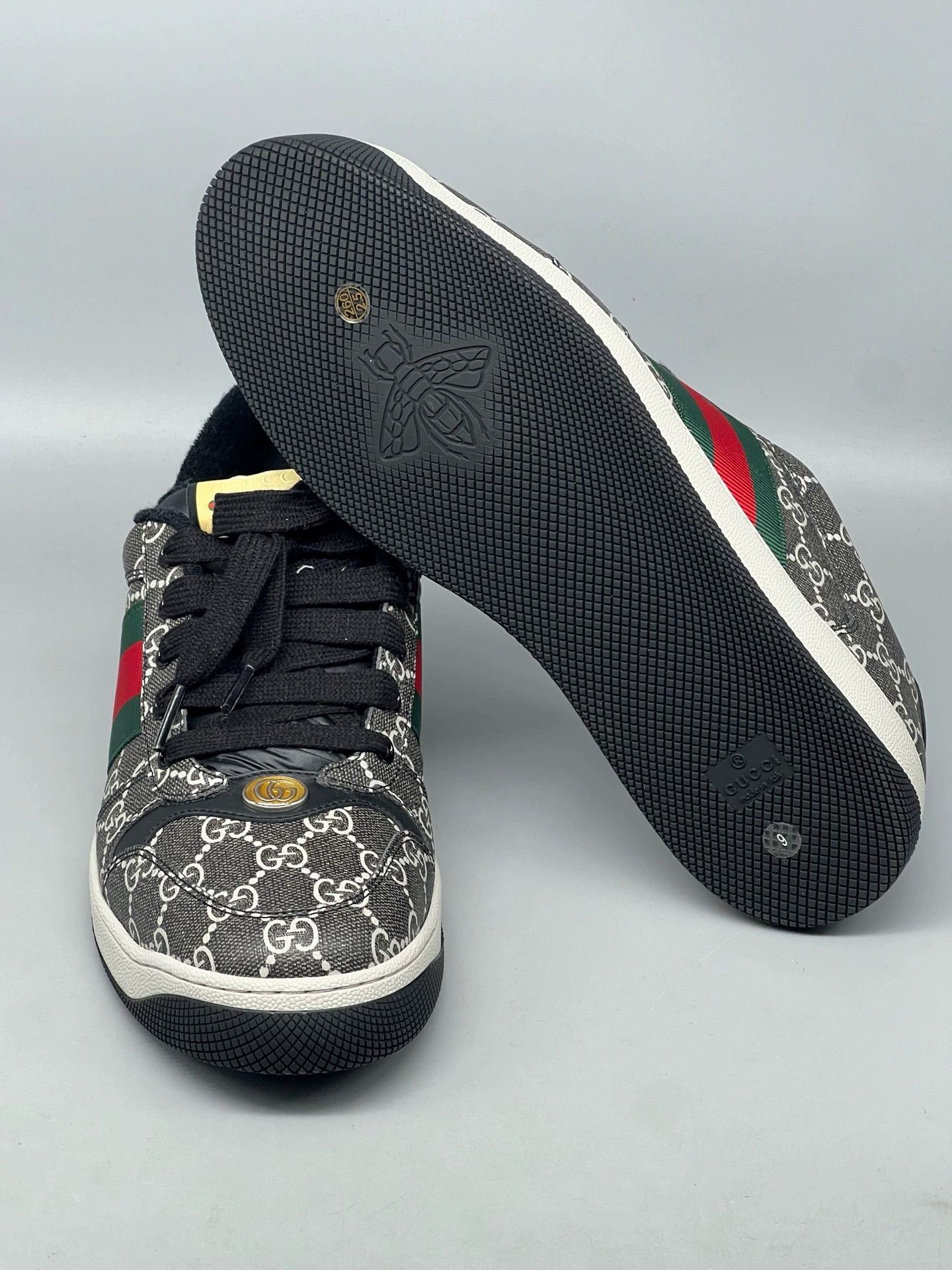 Gucci gucci mens black gray screener casual shoes Size US 8.5 / EU 41-42 - 6 Thumbnail