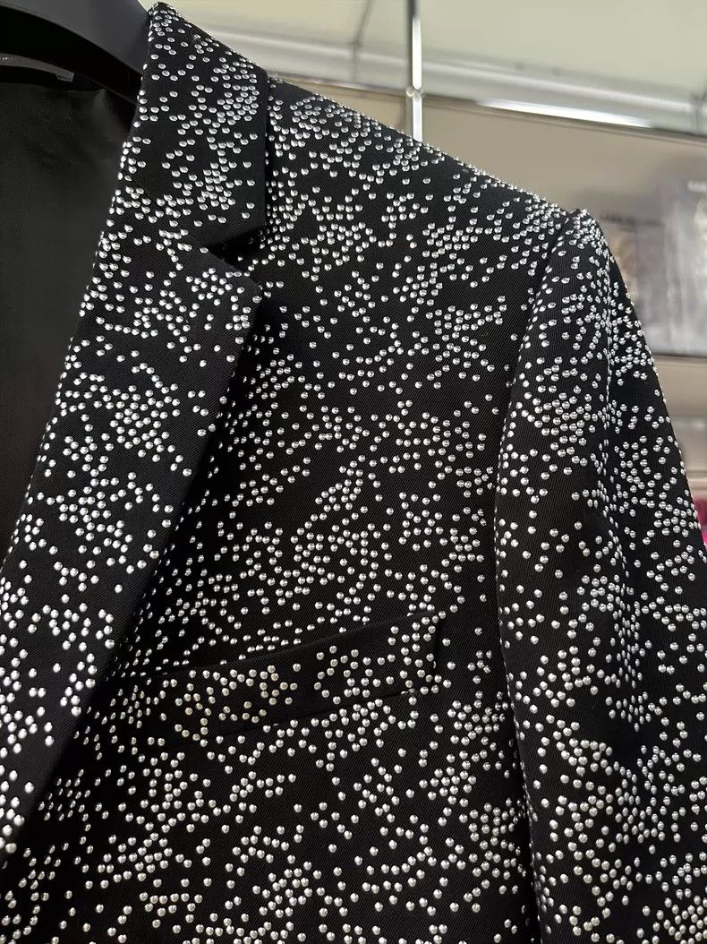 Dior Dior Black diamond-decorated wool suit jacket 2501-Nextarro Size 48R - 2 Thumbnail