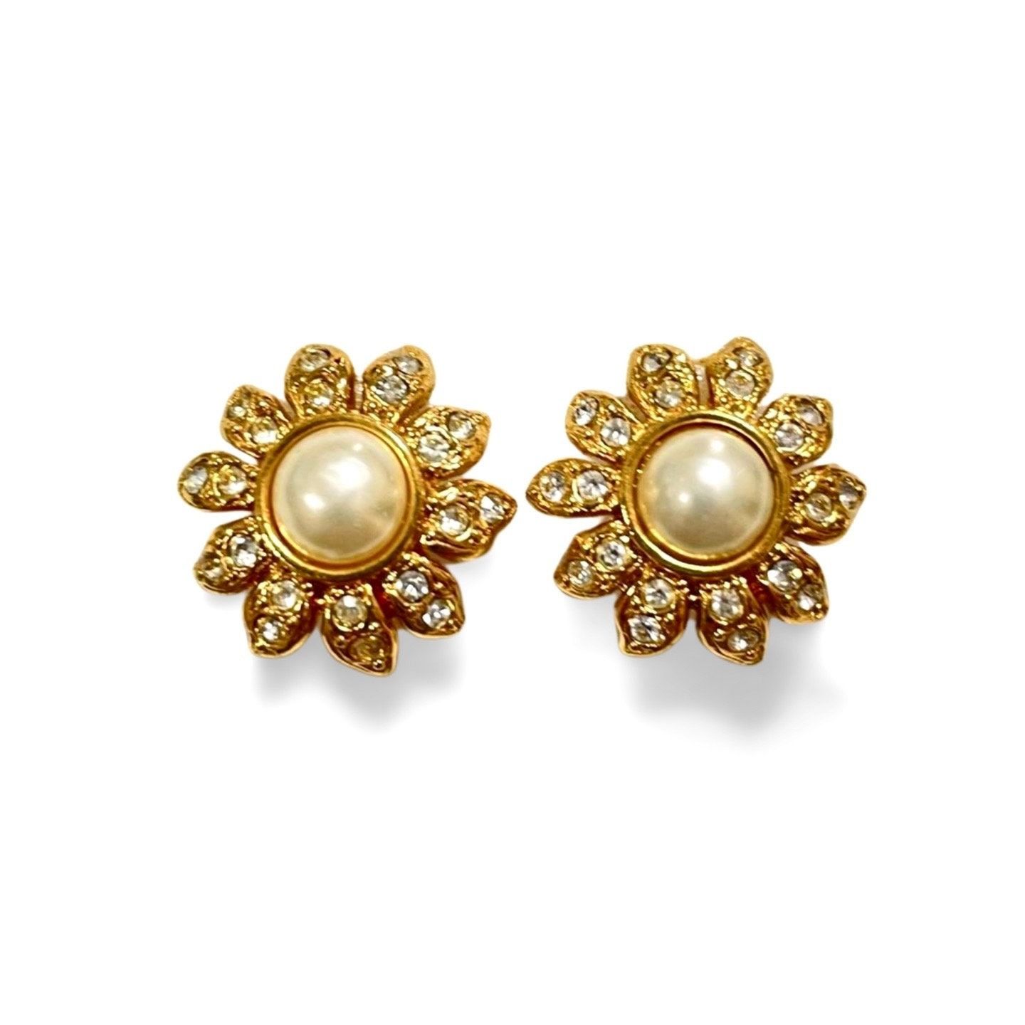 Chanel Vintage CHANEL golden sunflower design earrings with crystal Size ONE SIZE - 9 Thumbnail