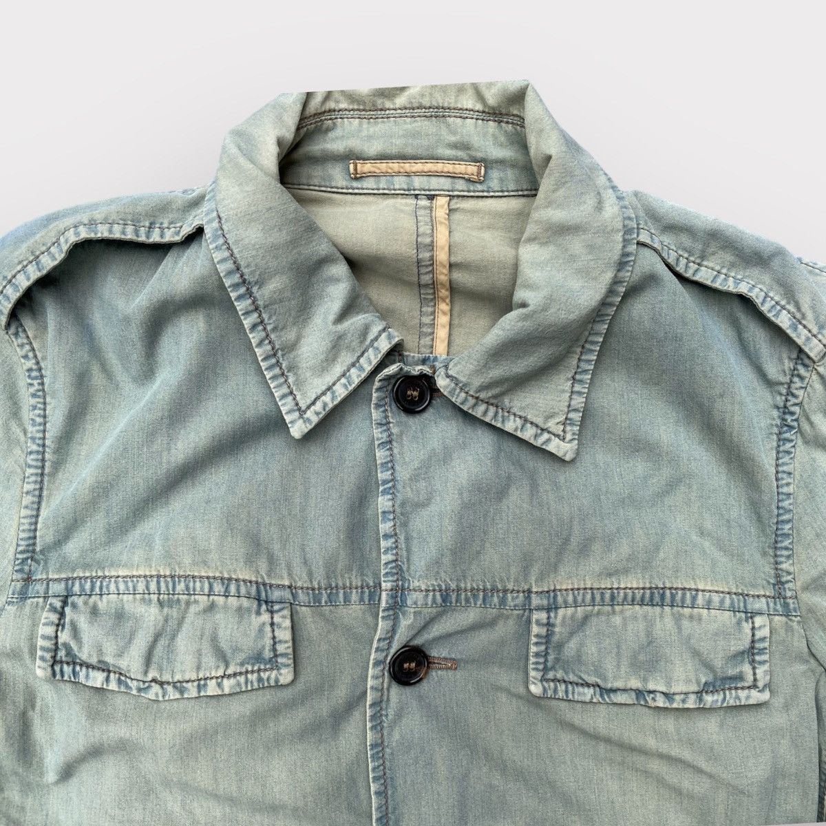 Prada SS05 Runway Worn Denim Military Belted Back Jacket Size US S / EU 44-46 / 1 - 6 Thumbnail