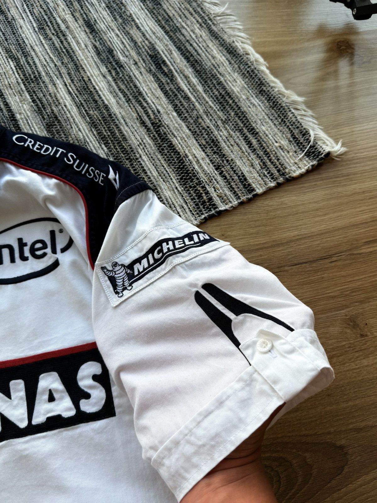 BMW Sauber F1 Team Mens Racing Shirt Petronas SS Button Up