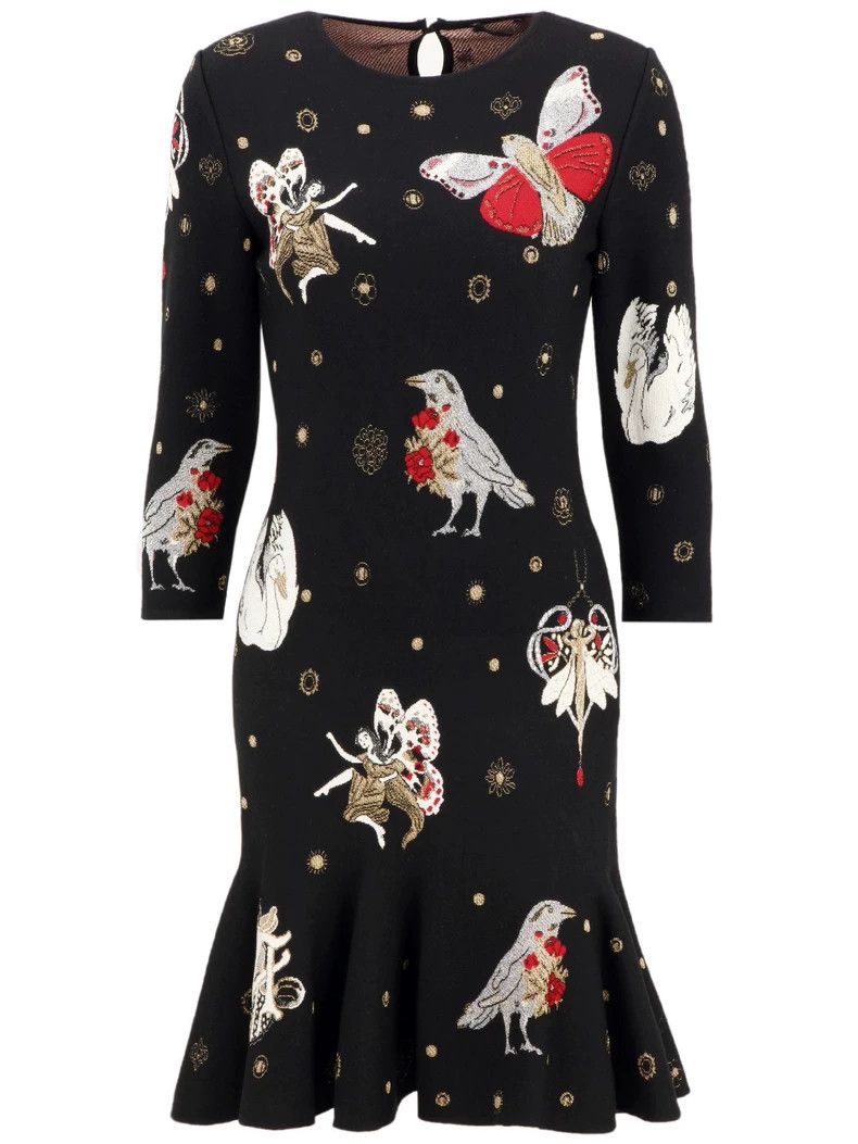 Alexander McQueen Alexander McQUEEN Embroidered flower knitted dress 2504-Nex Size M / US 6-8 / IT 42-44 - 1 Thumbnail