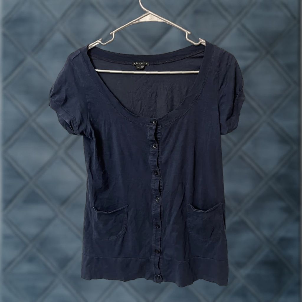 Theory Theory Shirt Womens Navy Blue Button Down Tee Blouse Size PP Size XXS / US 00 / IT 34 - 1 Thumbnail