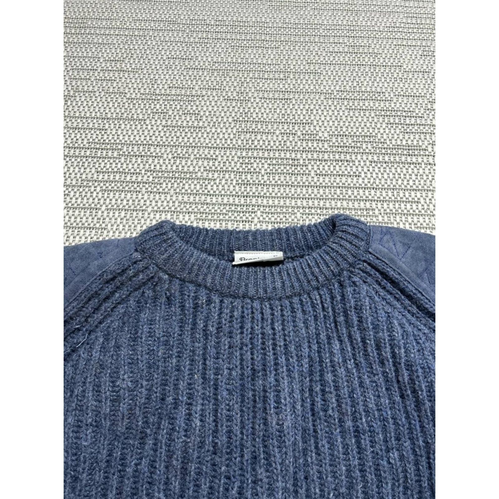 Vintage Brenire Mens Sweater XL Blue Wool Knit Pullover - Crew Neck, Long Sleeve, Casual, Regular Fit, Winter Winter, Knit, Pullover, Solid, 2XL, Men Size US XXL / EU 58 / 5 - 2 Thumbnail