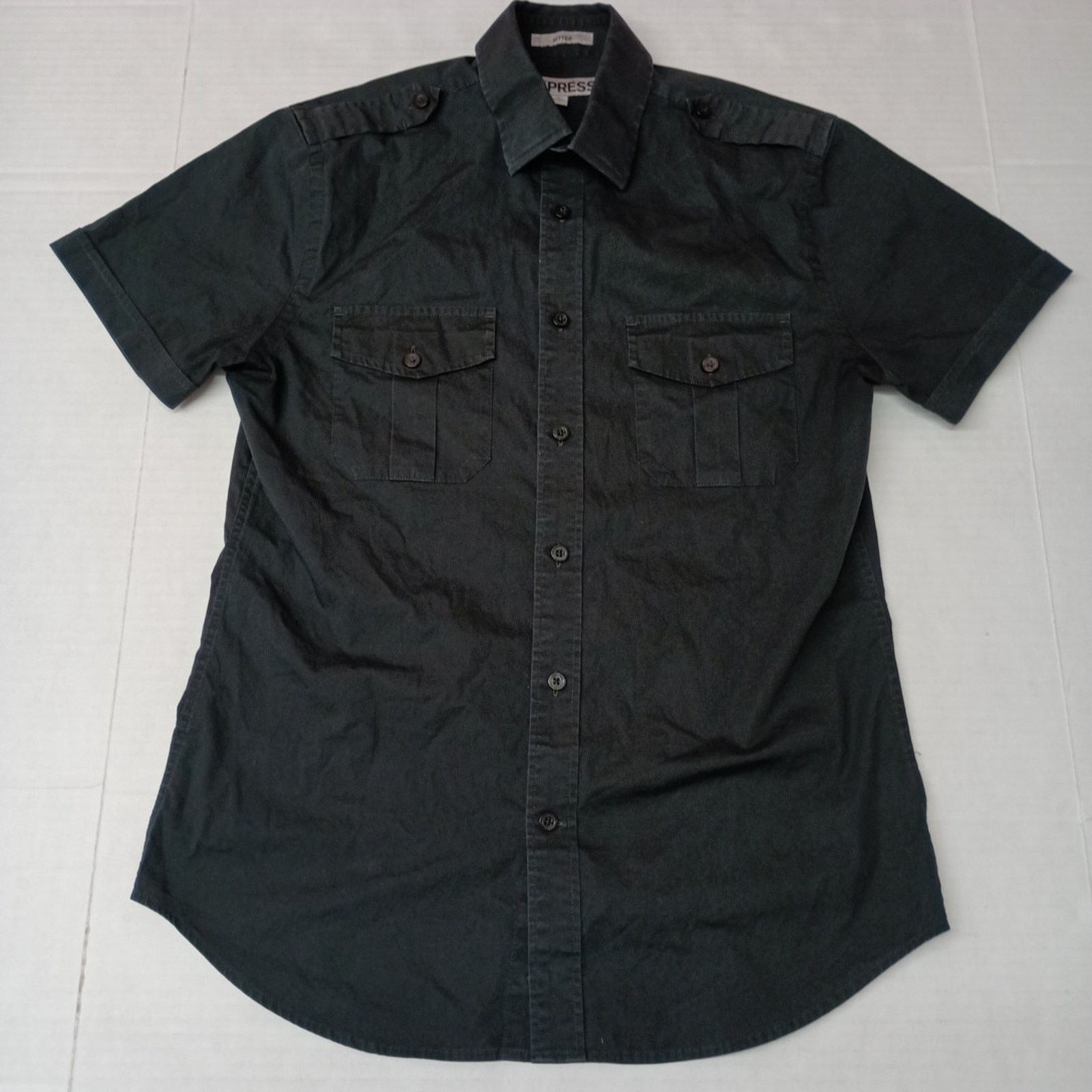 Express Express Shirt Men's S Small 14-14.5 Black Fitted Pockets Size US S / EU 44-46 / 1 - 1 Thumbnail