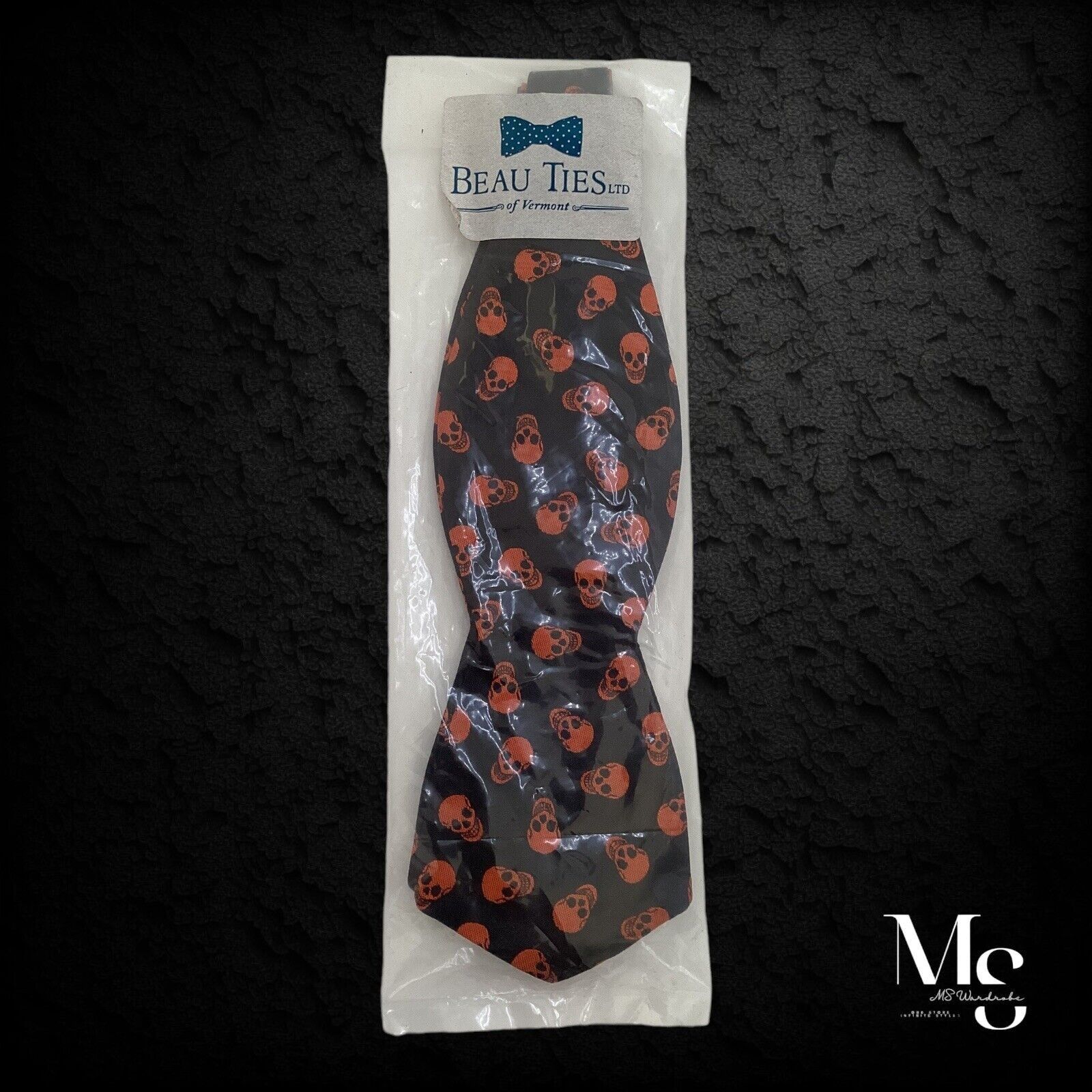 Other BEAU TIES Ltd. Black With Orange Skulls Adjus Self Bow Tie S Size ONE SIZE - 3 Thumbnail