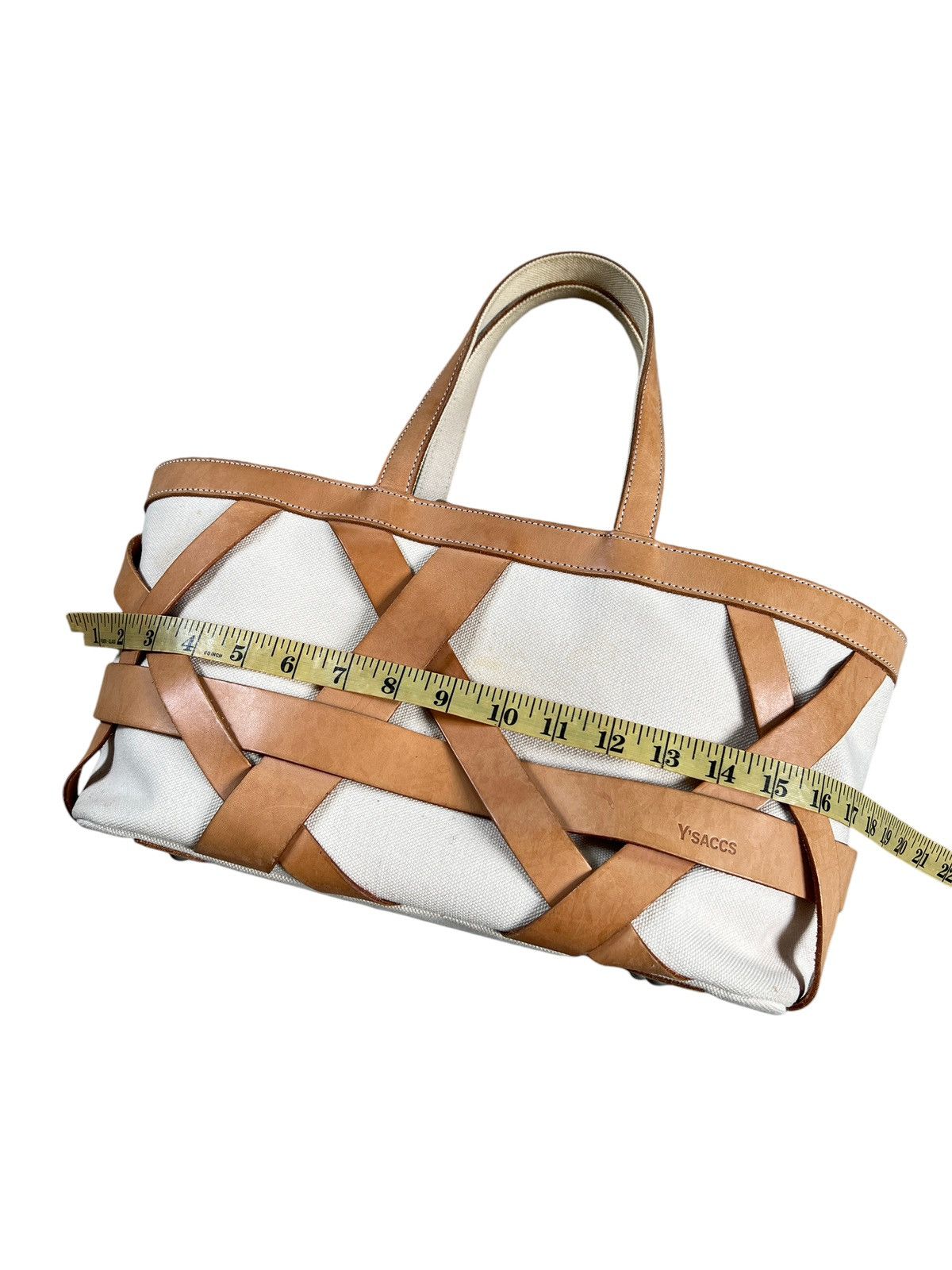 Yohji Yamamoto 1990 Yohji Yamamoto Y’SACCS Heavy Canvas + Leather Handbag Size ONE SIZE - 14 Thumbnail