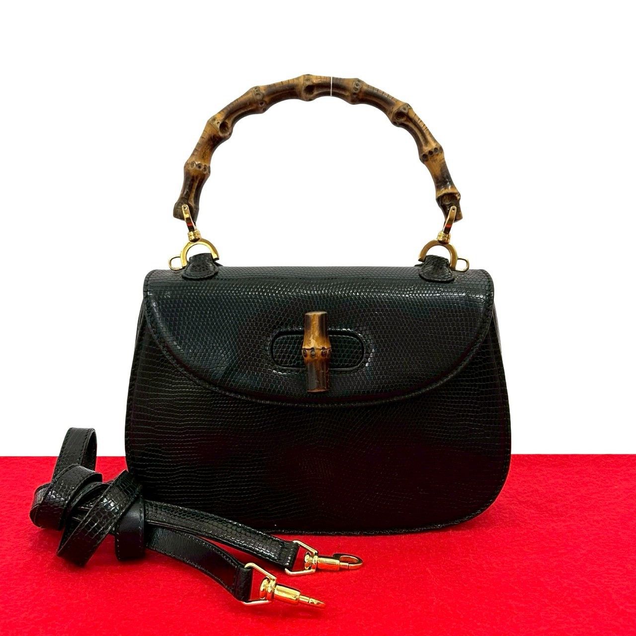 Gucci Gucci Gucci Bamboo Lizard Leather 2way Handbag Leather Shoulder Bag DUTY FREE for USA Size ONE SIZE - 1 Thumbnail