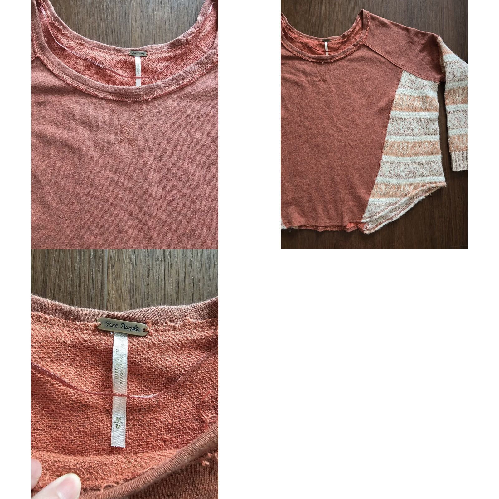 Free People Free People Oversized Knit Sweater Women's Medium Burnt Orange Two Tone Bohemian Knit Pullover Long Sleeve Casual Size M / US 6-8 / IT 42-44 - 8 Thumbnail