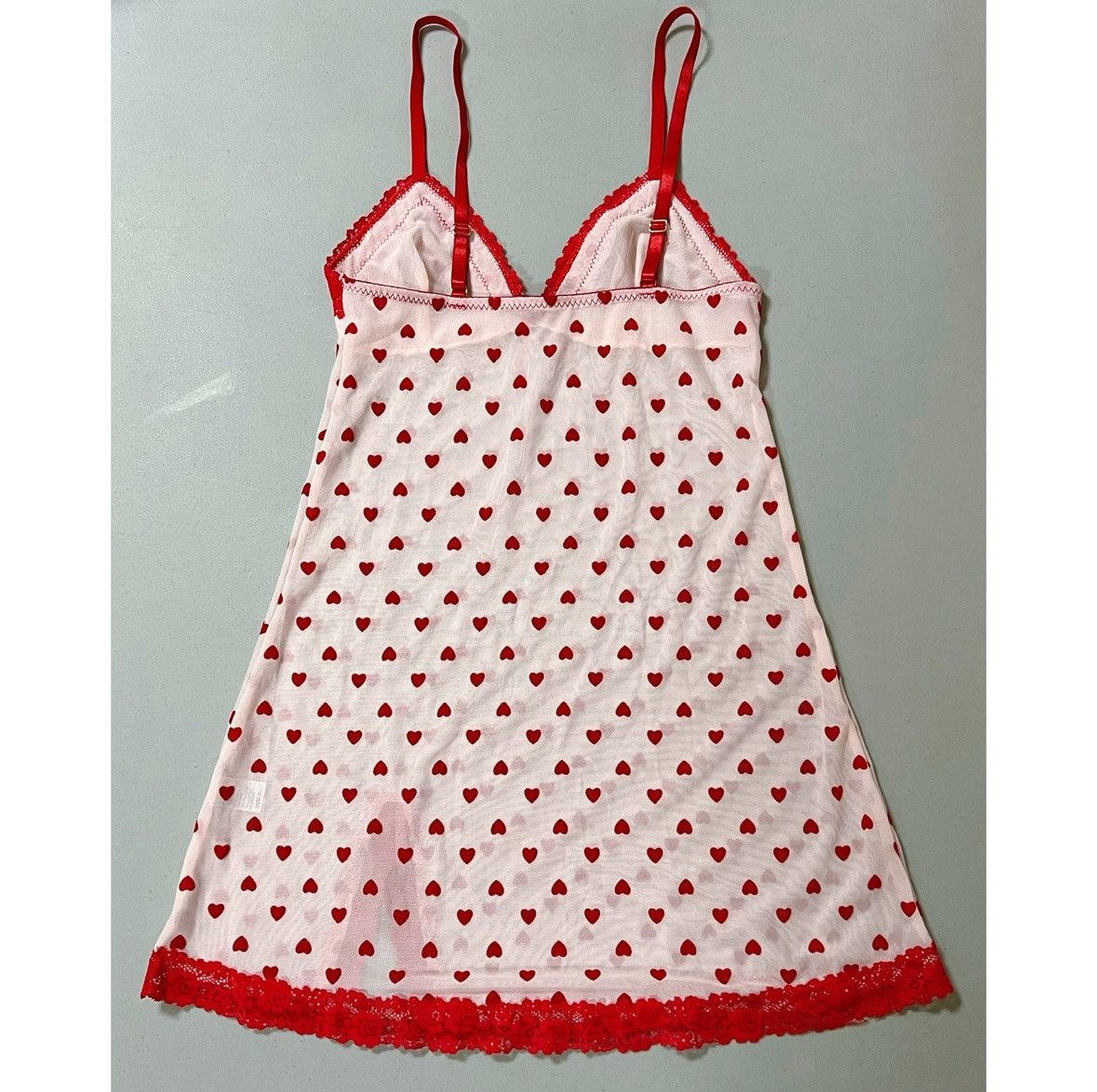 Vintage Red Hearts Slip Nightie Nightgown Lingerie Dress Size S ♥️✨ Size S / US 4 / IT 40 - 4 Thumbnail