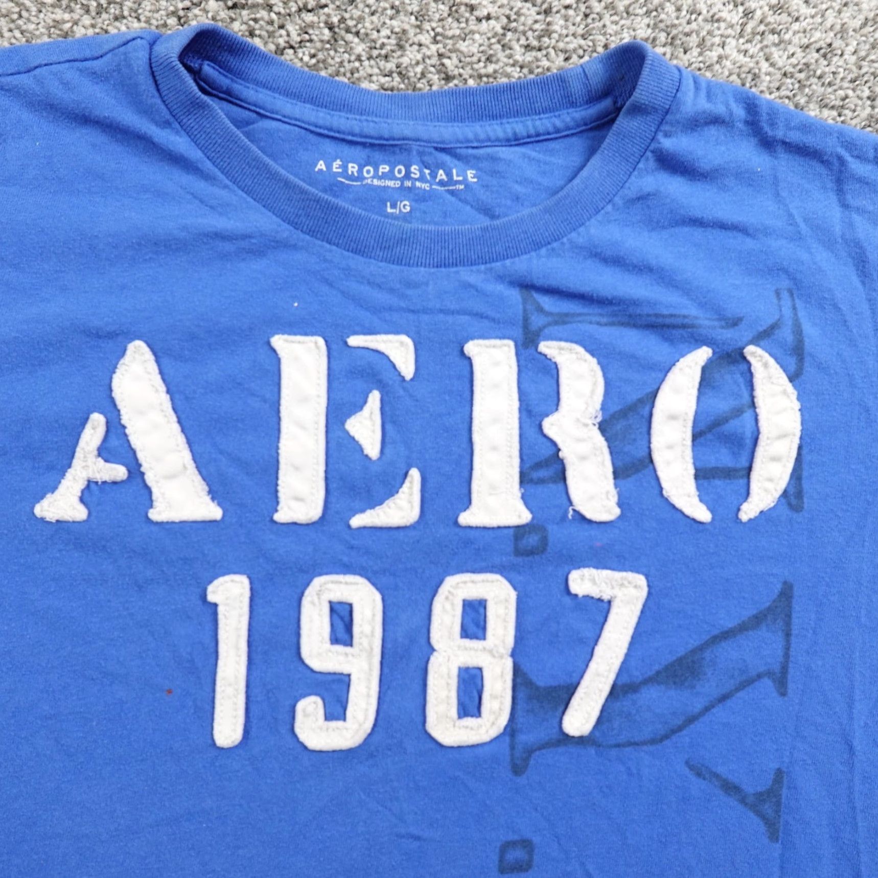 Vintage Aero NYC Spell Out Logo Aeropostale Shirt Mens L Blue Applique Preppy Casual Y2K Size US L / EU 52-54 / 3 - 5 Thumbnail