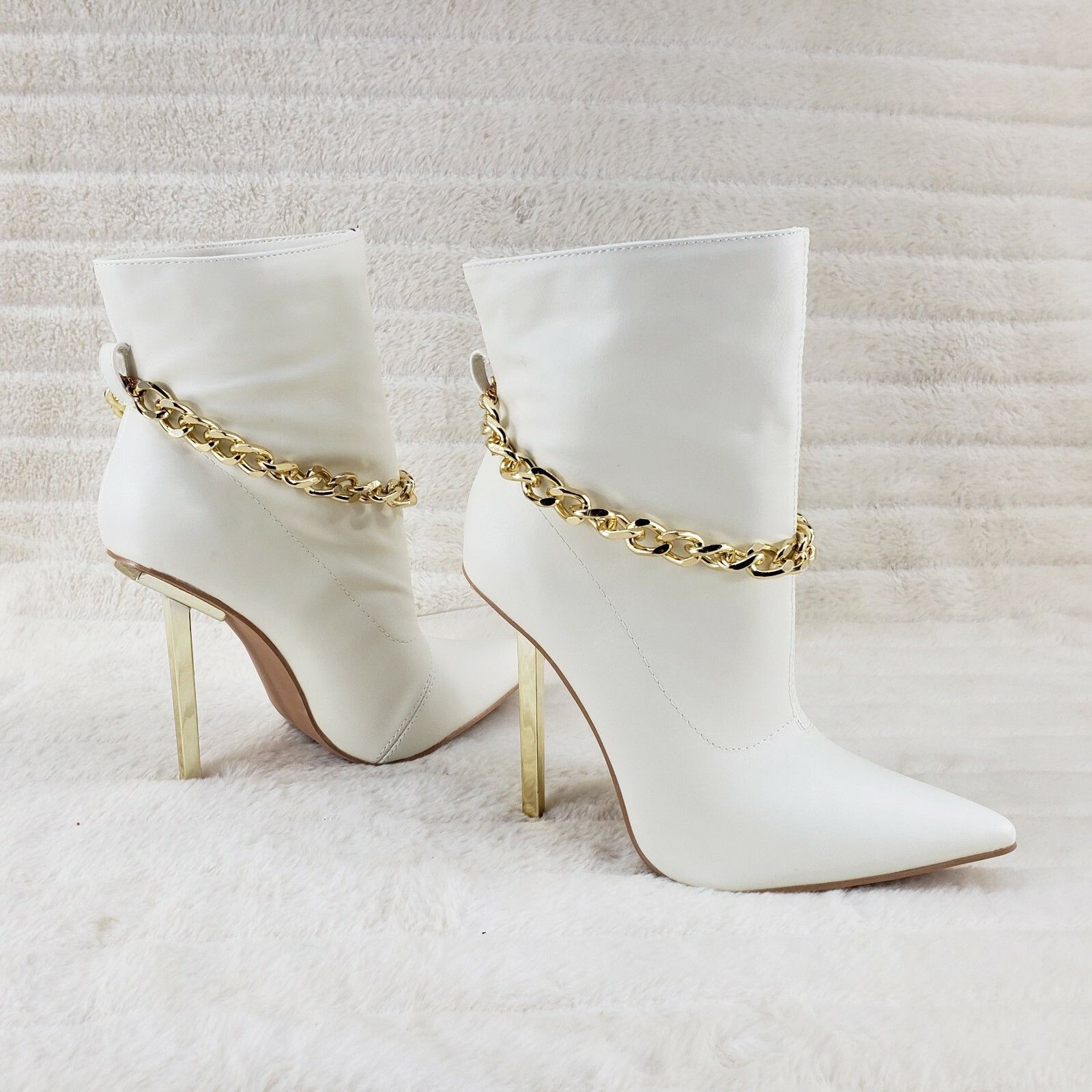 Other Venomous White Pointy Toe Spike Stiletto Heel Ankle Boots Go Size US 9 / IT 39 - 5 Thumbnail