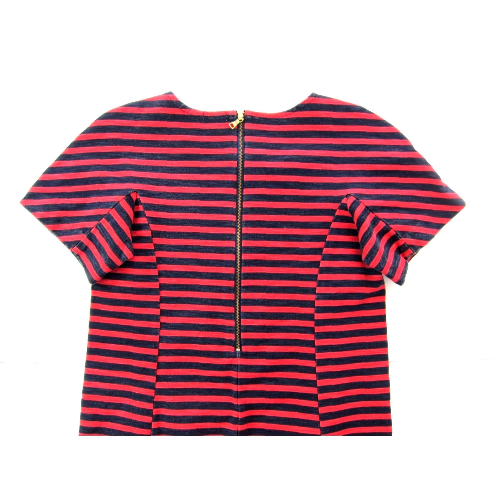 J.Crew VINTAGE J.Crew Red Stripe Short Sleeve Cotton Stretch Sheath Shift Shirt Dress XS Size XS / US 0-2 / IT 36-38 - 5 Thumbnail